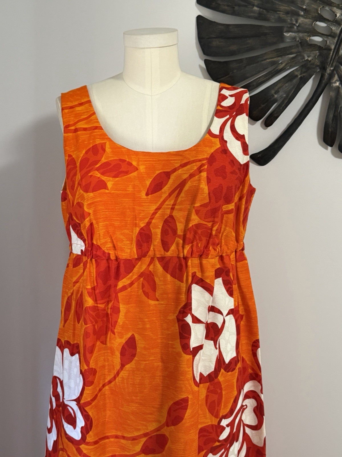 Vintage 60s Made in Hawaii Mu’u Mu’u Day Glo Orange Deadstock
