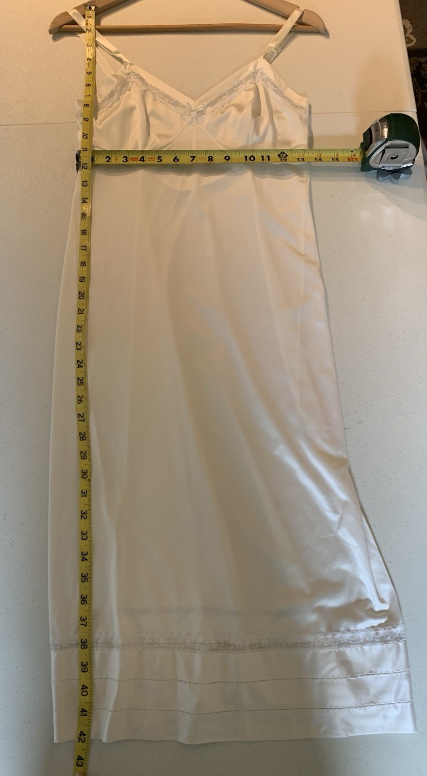 VTG LORRAINE Full Slip Dress Antron III Shaped Open Lace Cups White Tall 34