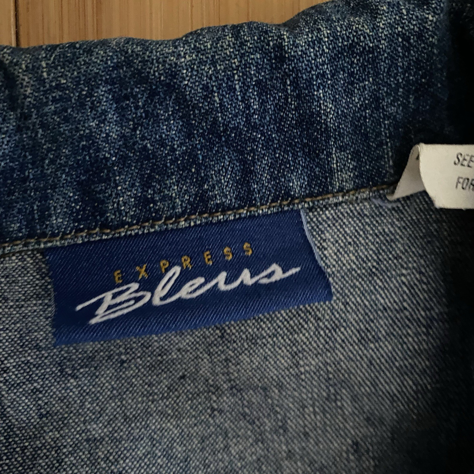 Express Bleus Belted Denim Jacket 100% Cotton Size S Y2K Utility Hong Kong VTG