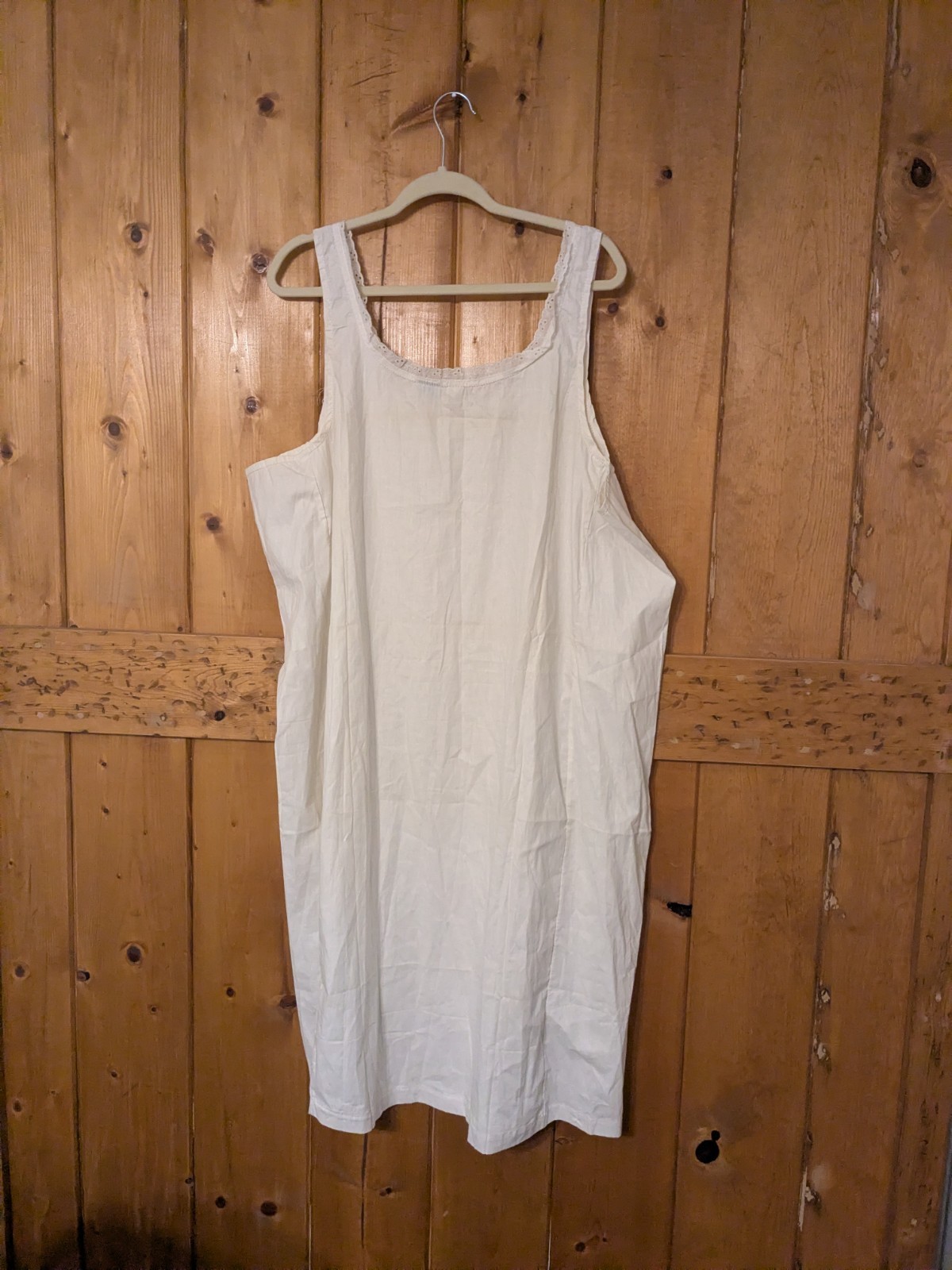 Vintage Roamans Womens White Cotton Nightgown Slip Lace Trim Plus Size 52