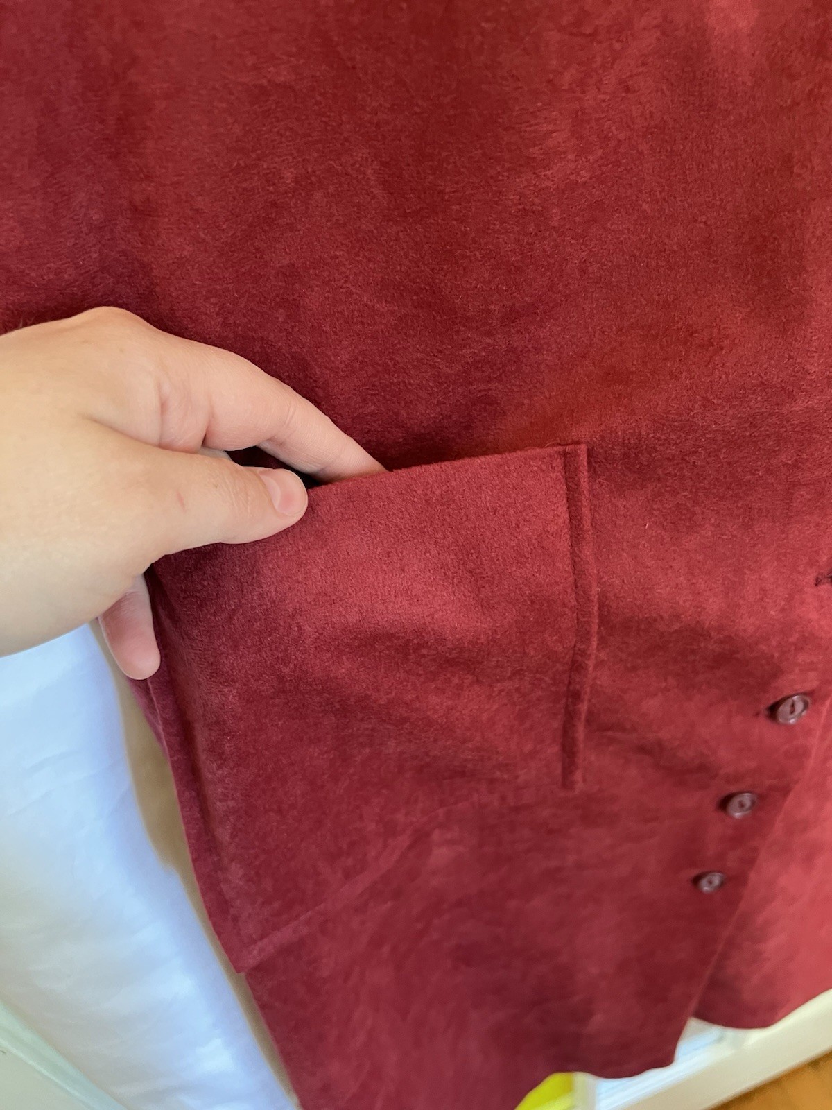 Sears Vintage Suede Like Red Dress with Belt and Buttons