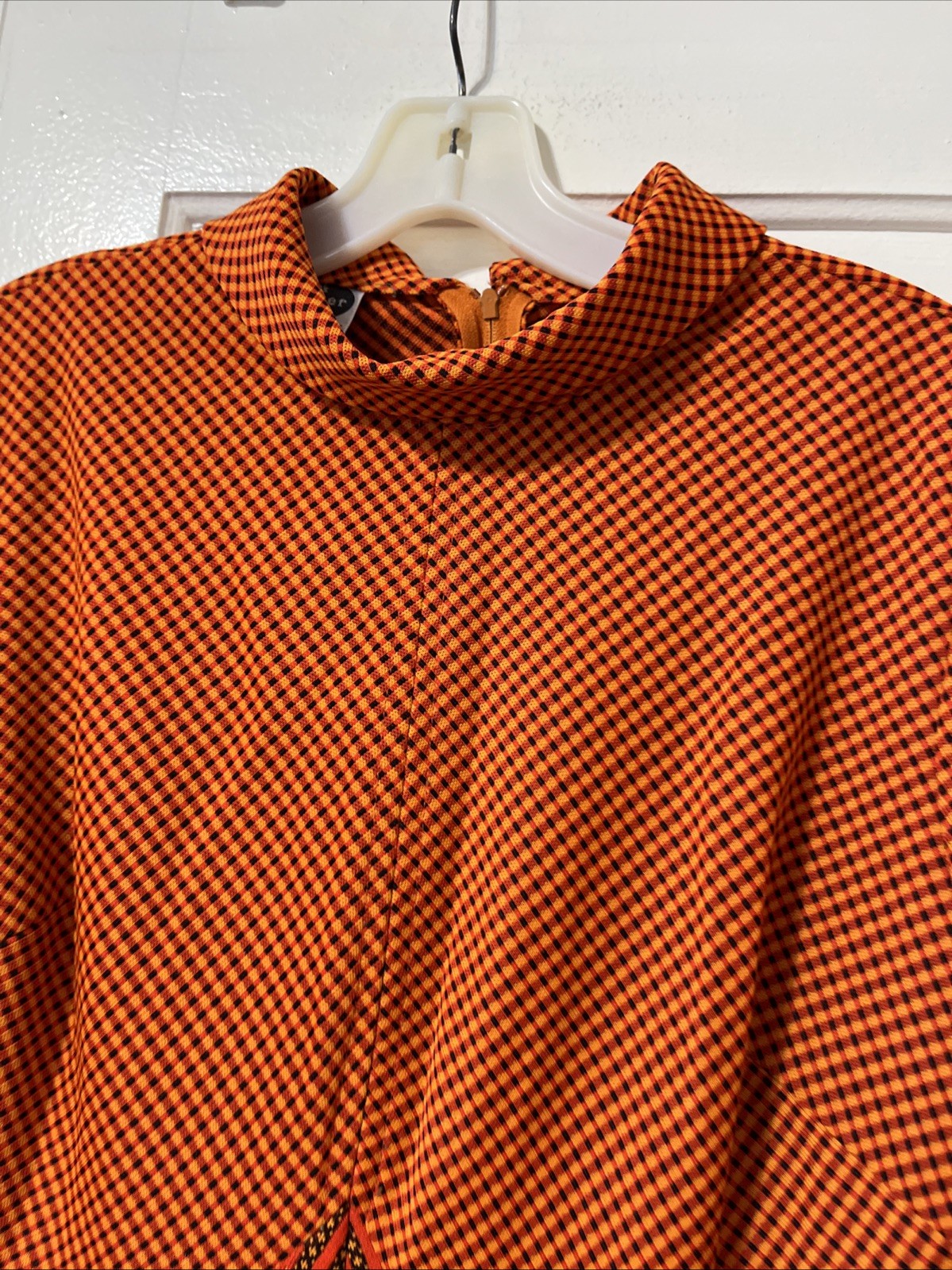 Vintage 1970’S Orange Mod Dress Double Knit “IT’S BETTER” size 18 long sleeves