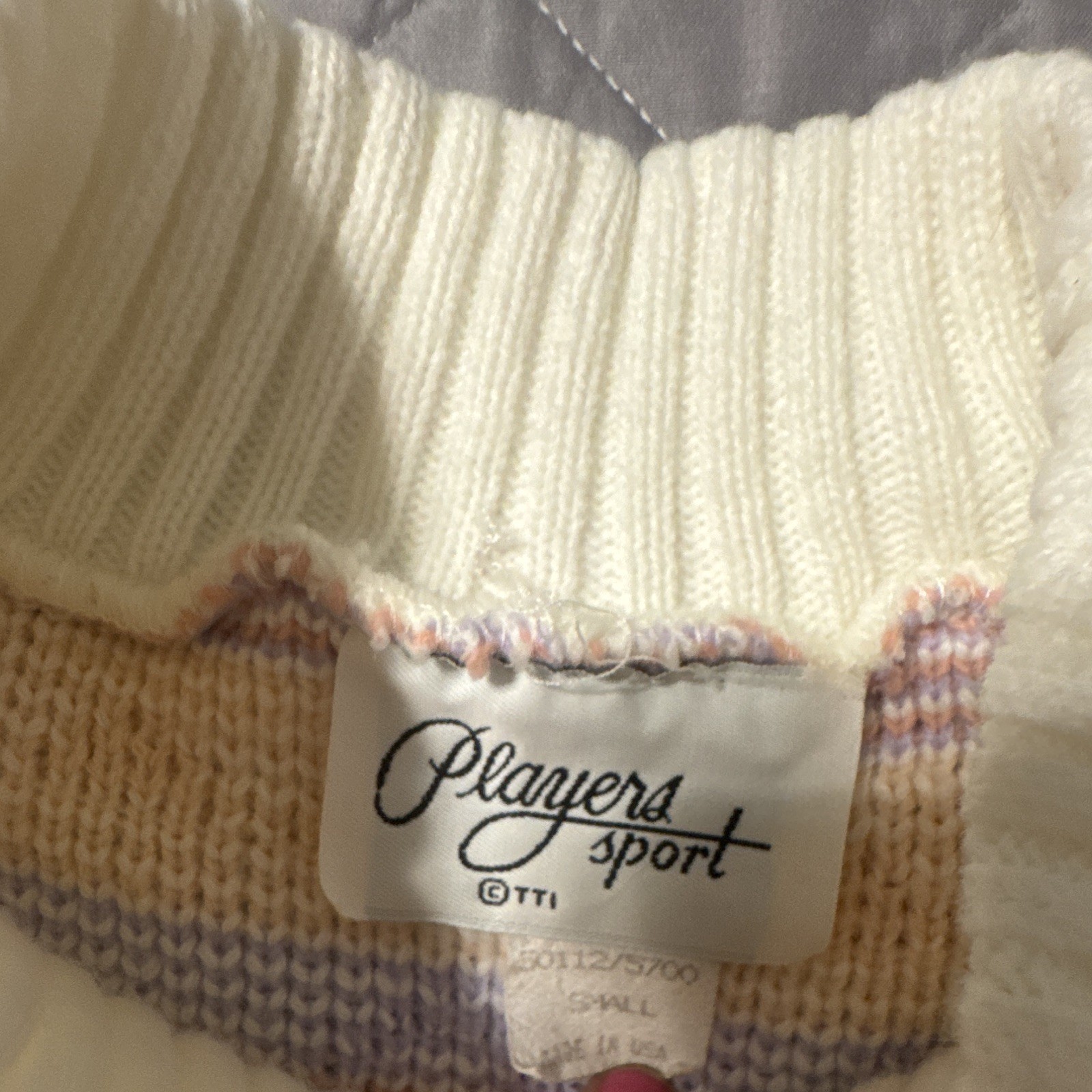 Vintage Players Sport Women’s S Mock Neck Knit Geometric Pullover Sweater