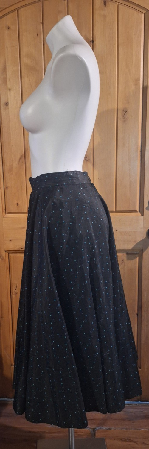 1950s Black and Blue Star Print Circle Skirt Pin Up Rockabilly