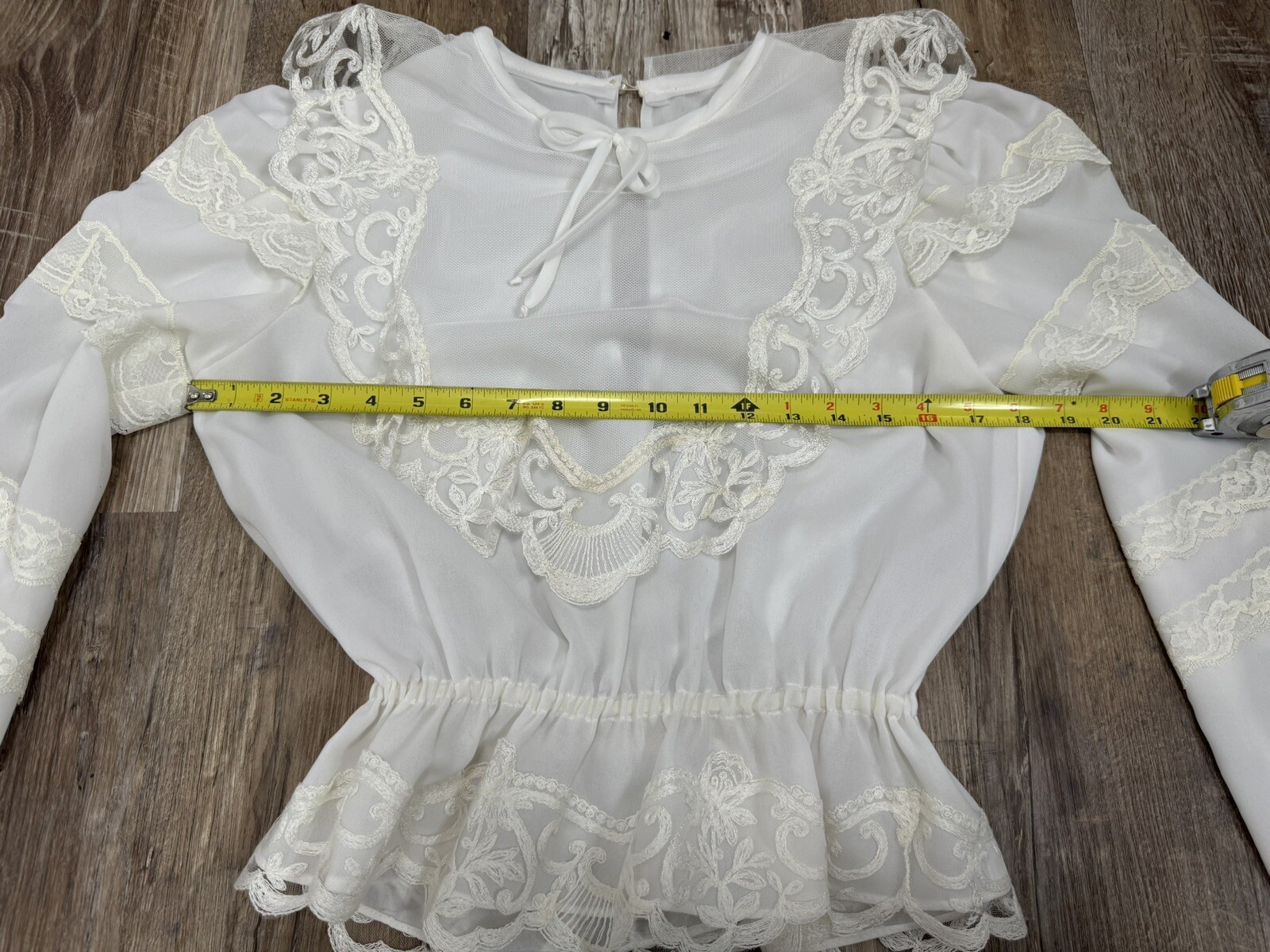 1980s Wedding Special Occasion White 2 Piece Ensemble Blouse Skirt Lace Modest
