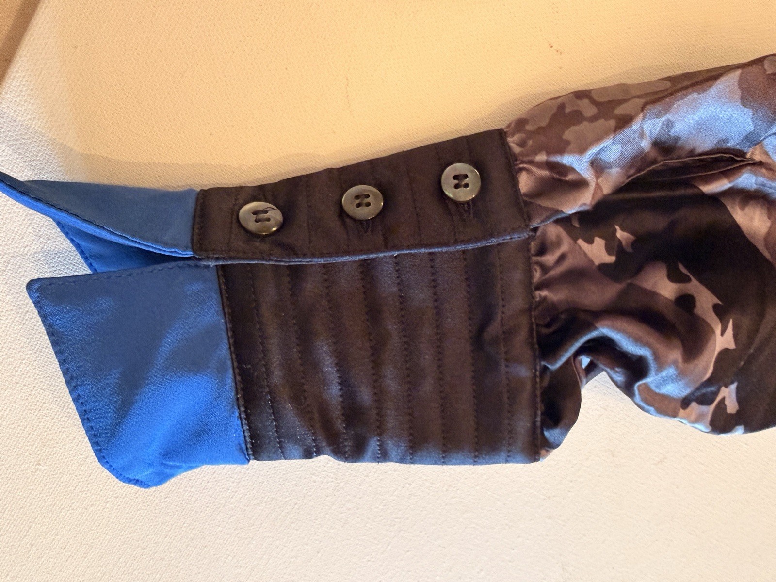 Vintage ESCADA By SRB Silk Blouse Size 42 Made In Western Germany Blue Zebra