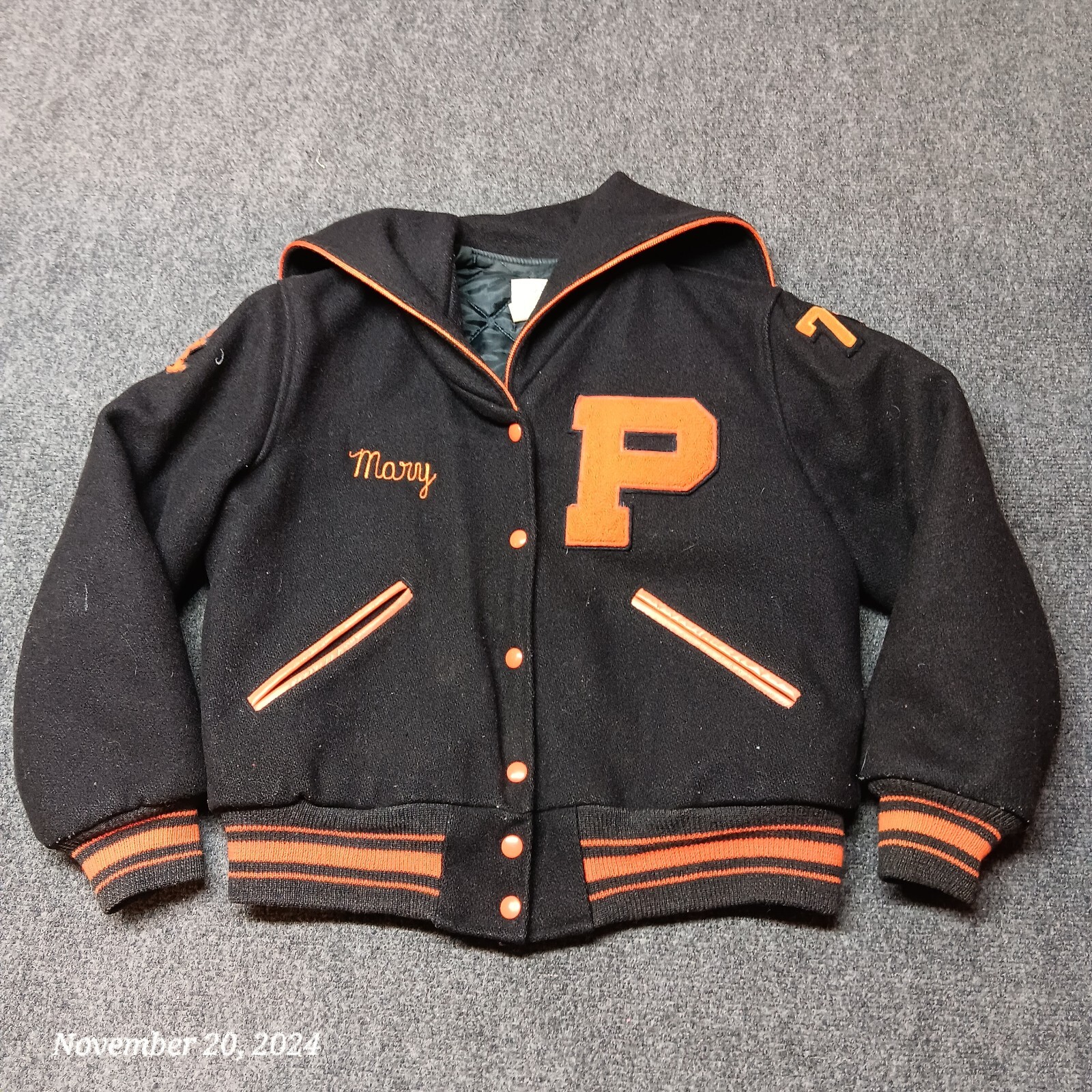 Vintage General Sports Orioles Varsity Bomber Jacket Women Medium Black 1979