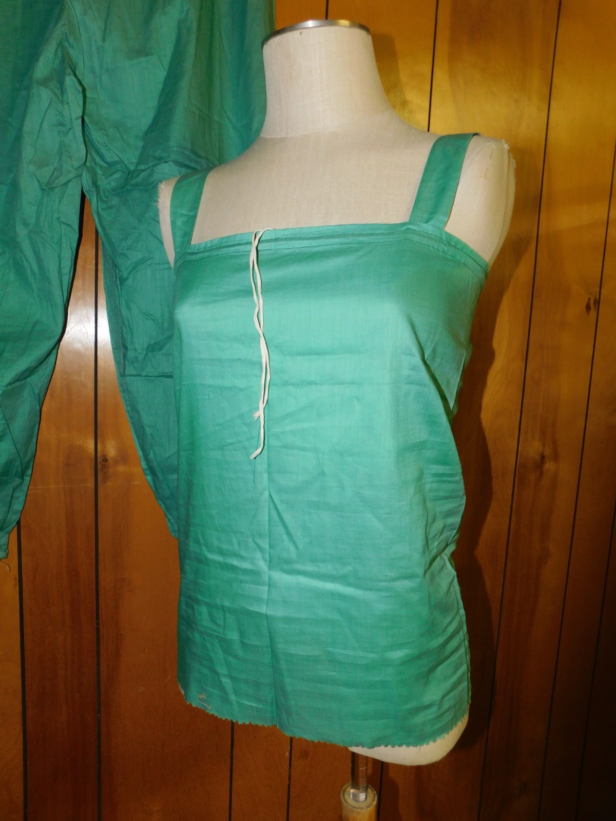 Vintage Green Camisole and Bloomers Pantaloons Waist 35″*
