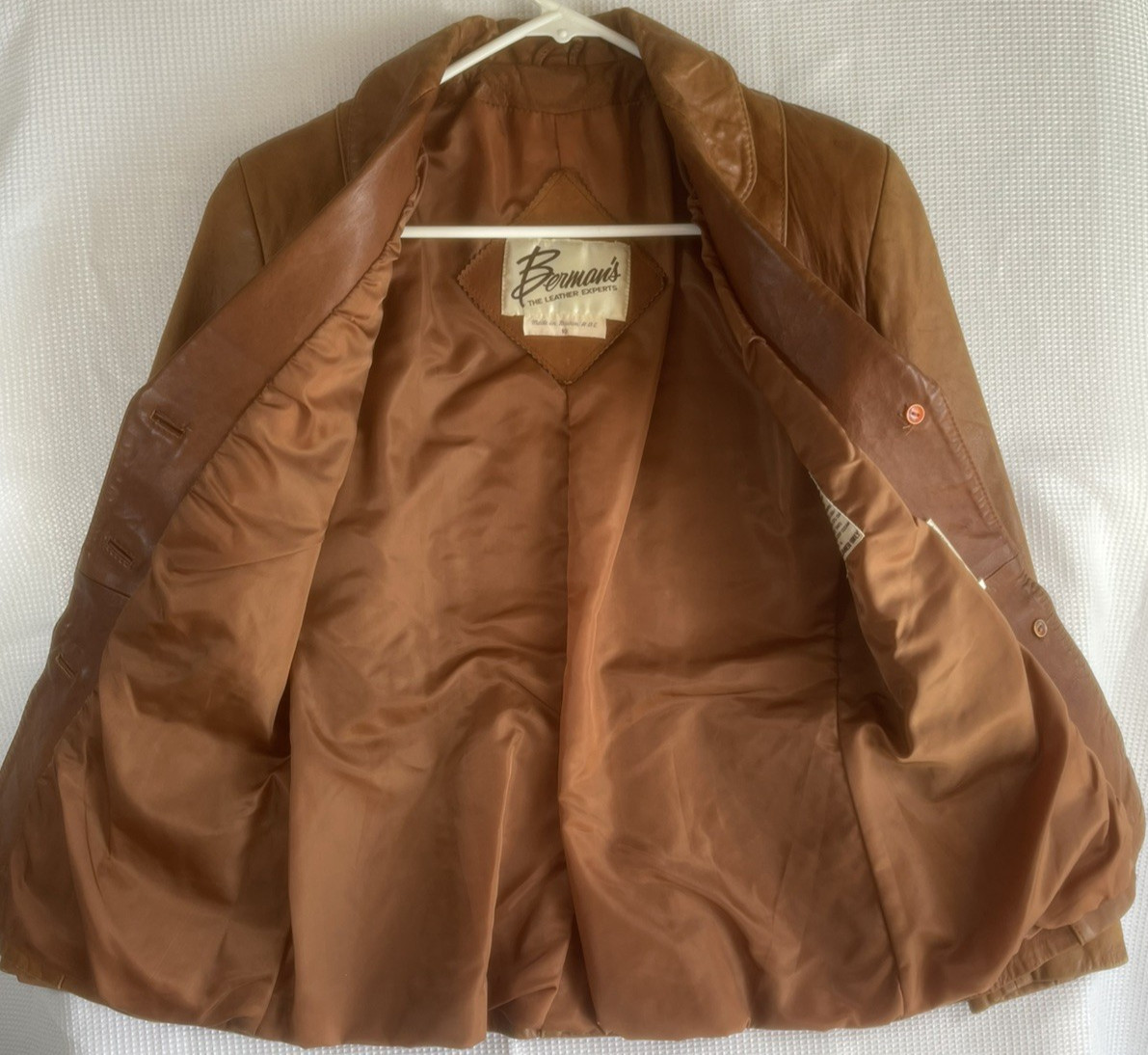 Vintage Bermans Women’s Lambskin Leather Jacket Blazer Sz 10 Brown