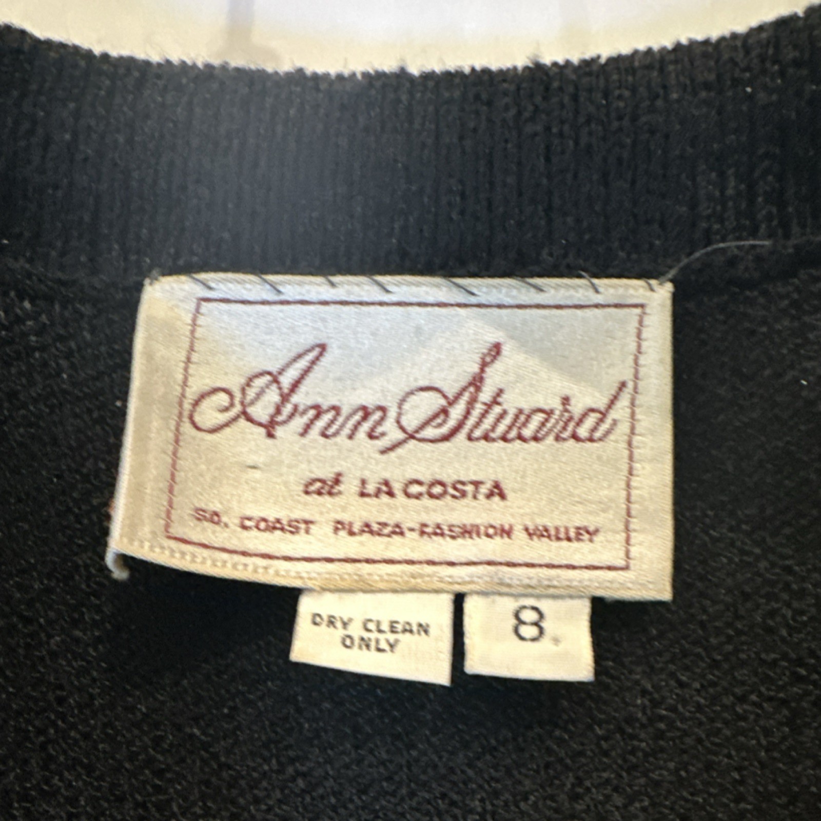 Vintage Ann Stuard Black Knit Bow & Pleated Accents V-Neck Short Sleeve Blouse
