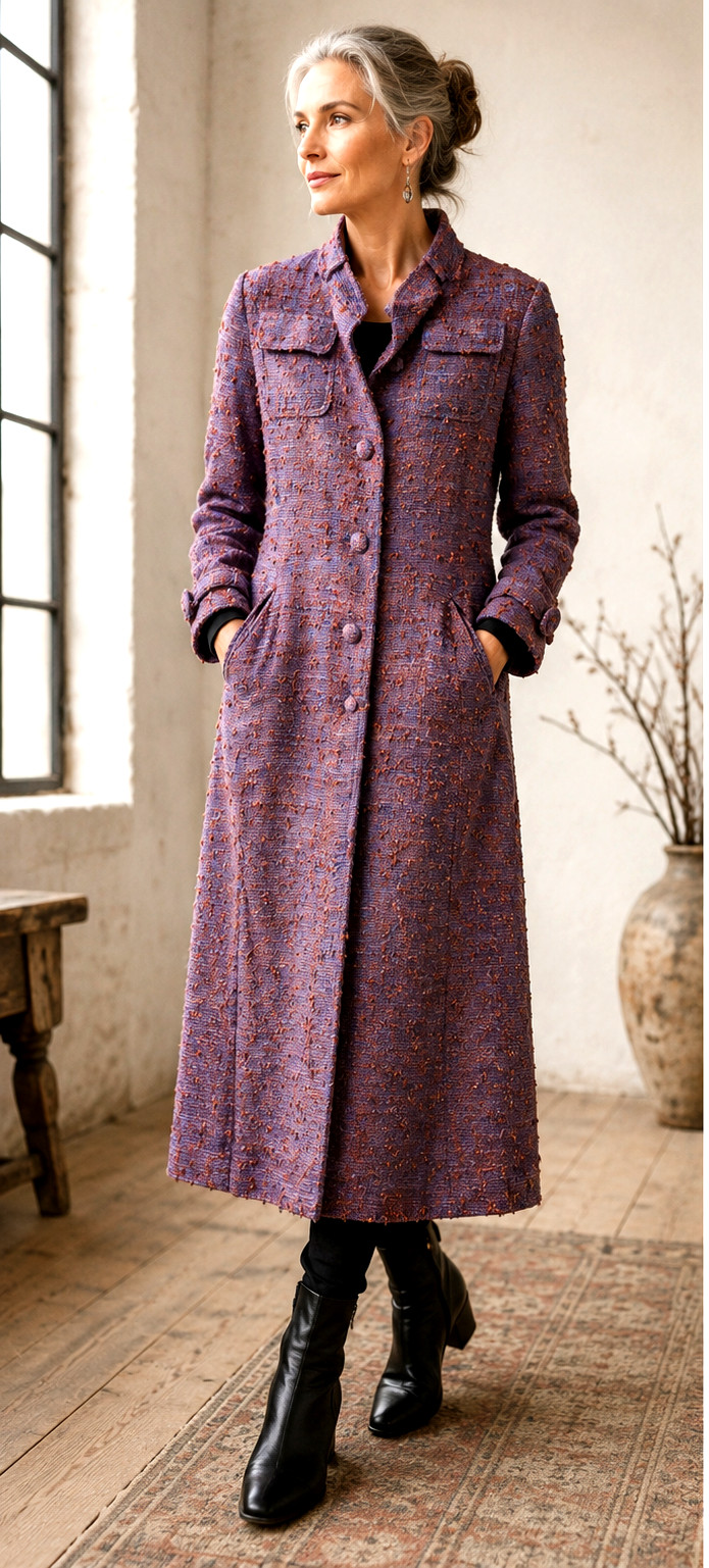 Vintage 1960s Custom Hong Kong Raw Silk Coat Plum & Rust Herald Tang