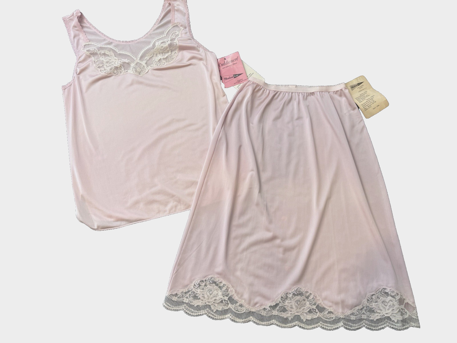 VTG Shadowline Cami Camisole Sz 34 & Half Slip Set Lingerie w/Tags, Lace, 80’s
