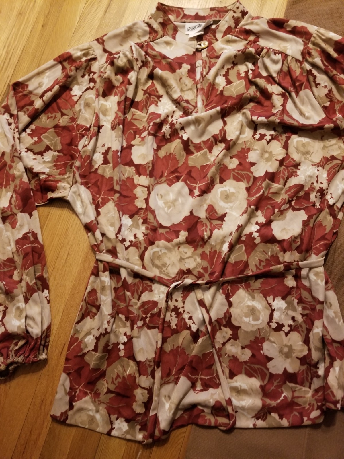 NOS Vintage 1970s SEPARATE TIMES Womens Polyester Belted Top & Pant Set L /16