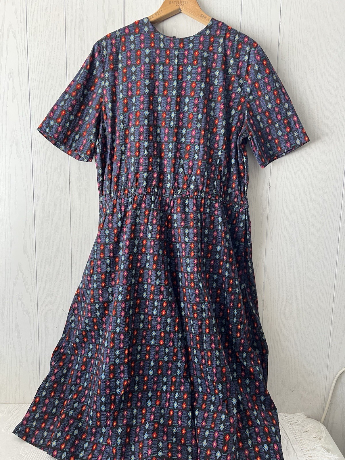 Vintage 60’s 70’s Dress Aztec Southwestern Pattern LG Pockets A-frame