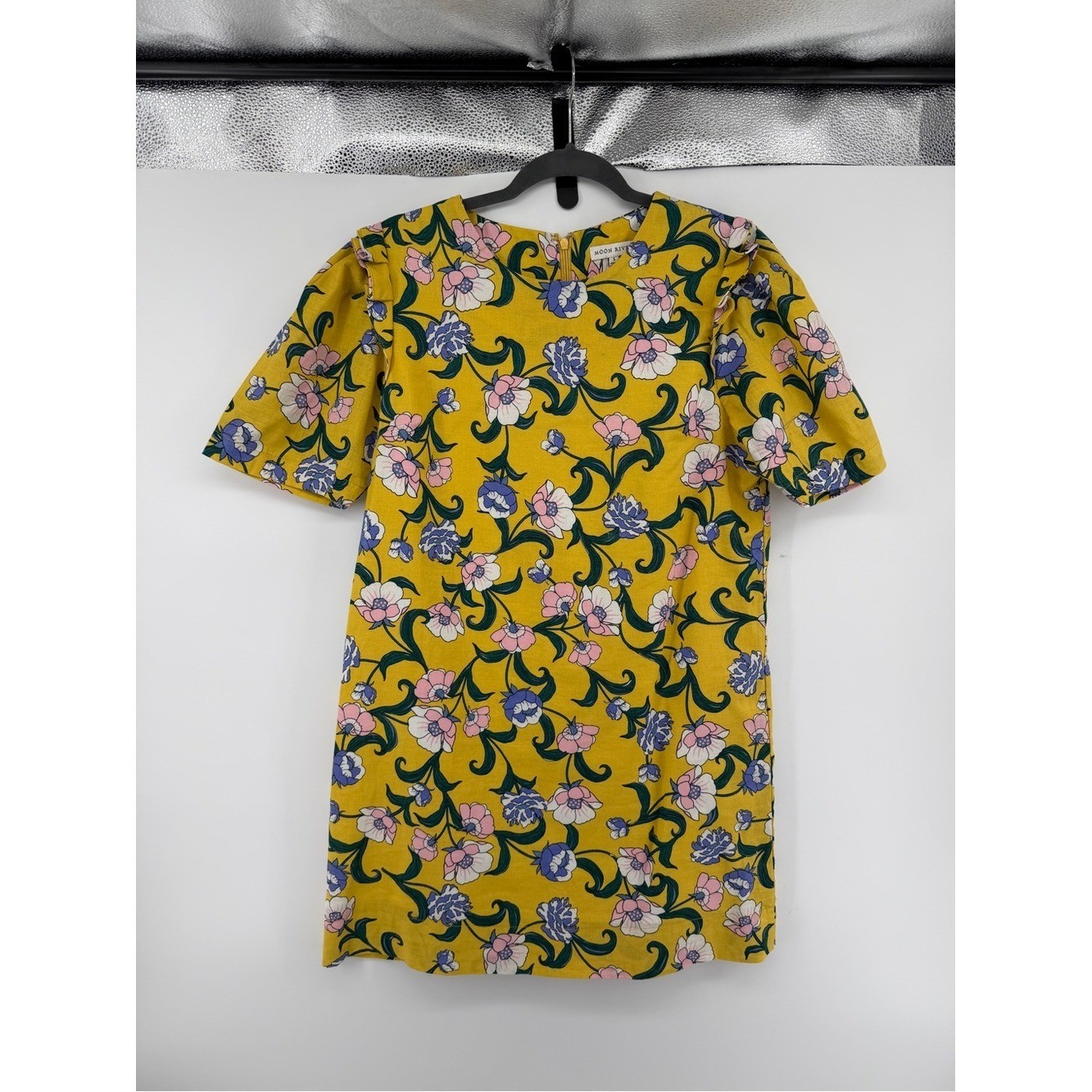 MoonRiver Whimical Cottagecore Retro Romantic Yellow Floral Mini Dress SzS