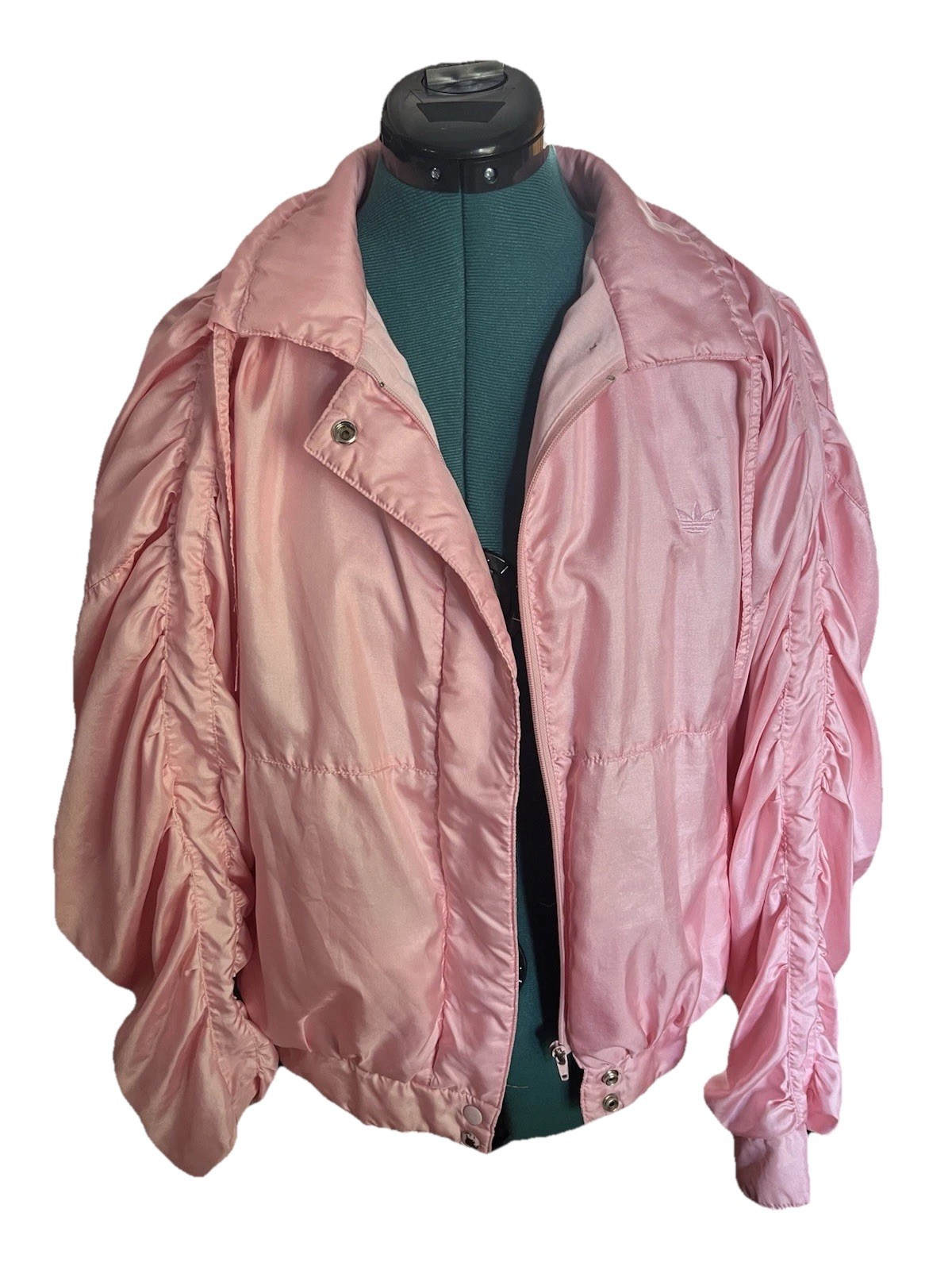 Vintage ADIDAS Jacket With Ruffle Sleeve Detail Size M Bubblegum Pink