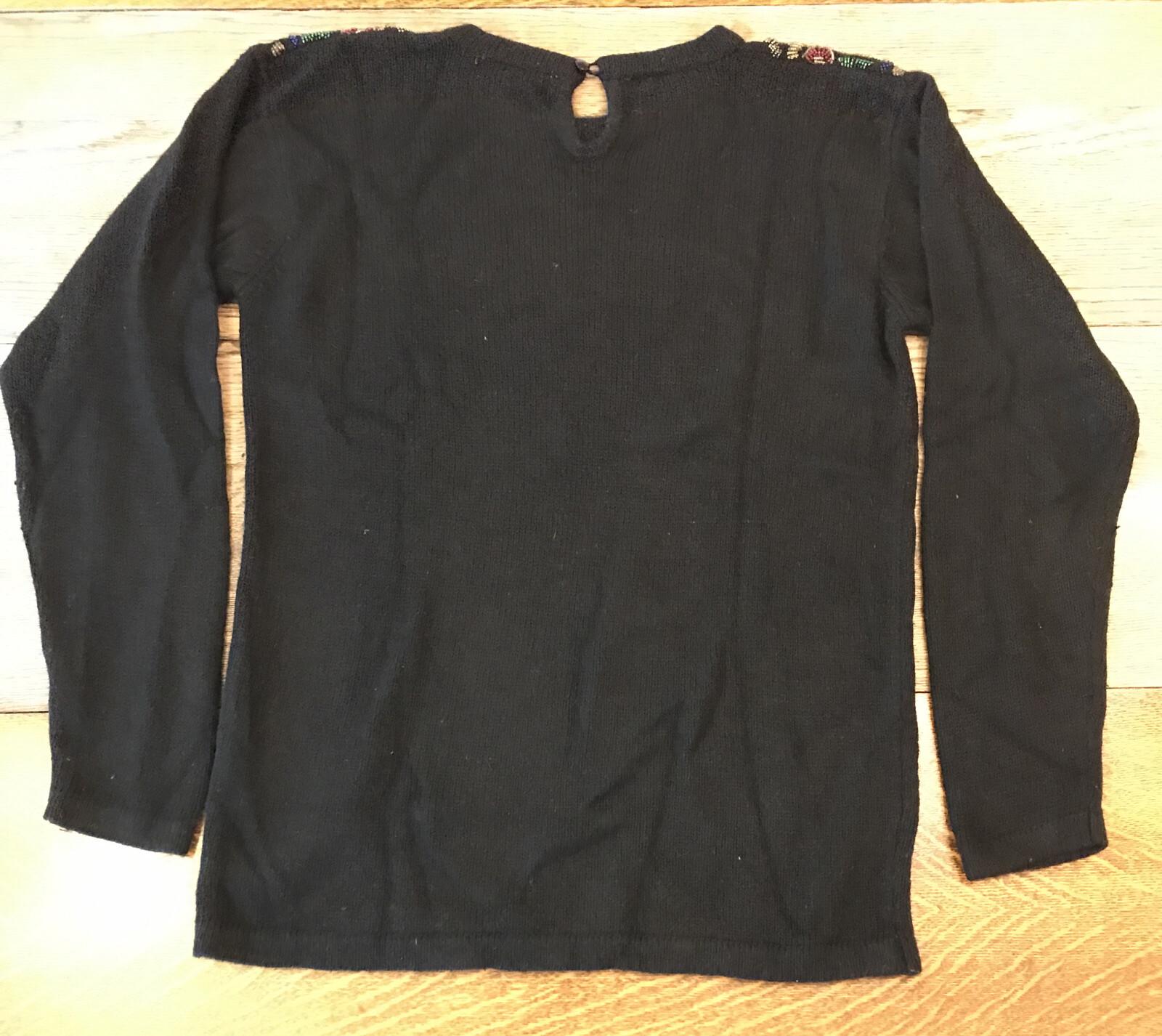VTG Segue Women’s S Sweater Silk Angora Lambswool Beaded Black Long Sleeve Xmas
