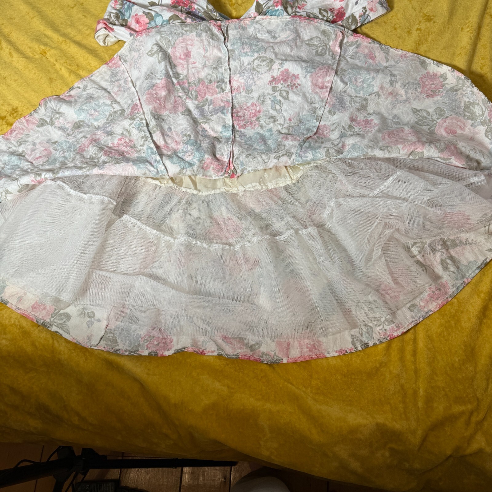 Vintage Positively Ellyn Womens Cocktail Floral Midi Dress Off Shoulder Medium