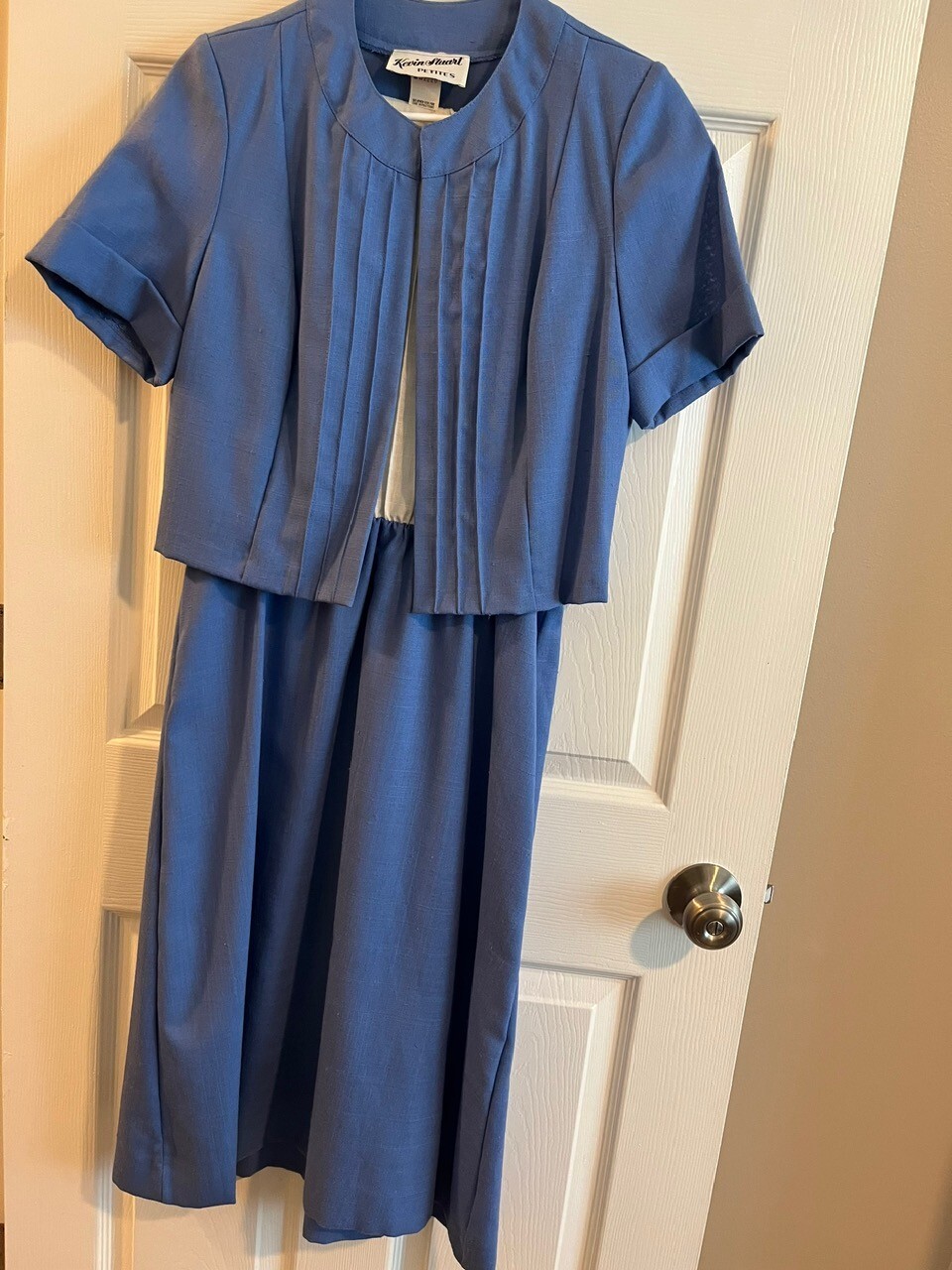 Vintage Kevin Stuart Petites 70’s Blue White Dress and Jacket (Bolero) Set-USA
