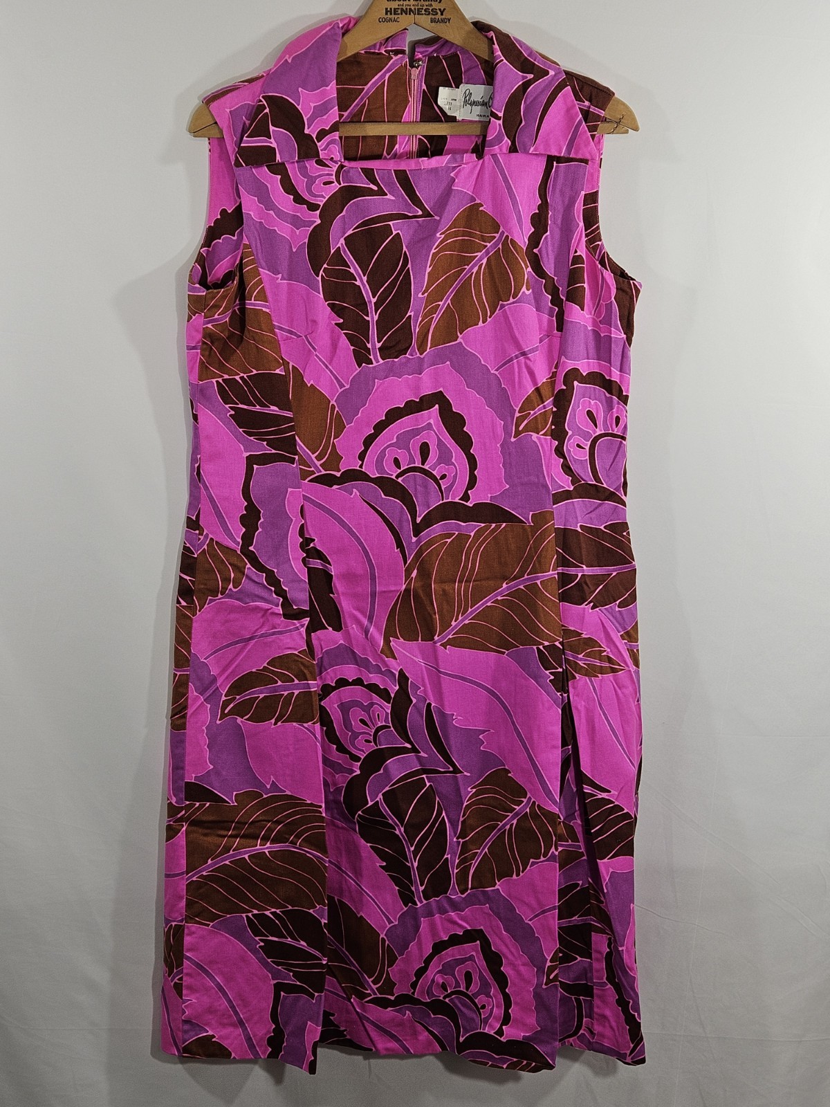 Vintage 60’s Polynesian Casuals Hawaiian Dress Dayglow Tropical Print Collar 16