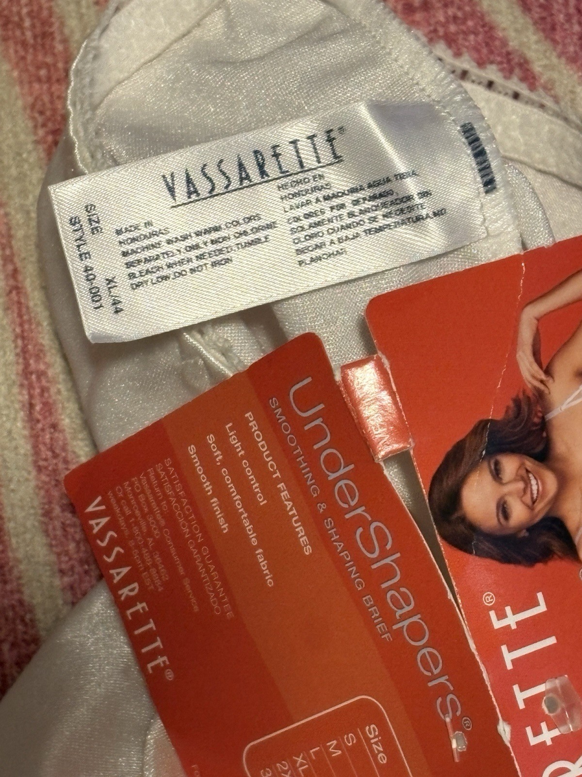 Vassarette Undershapers Womens Vintage NOS Brief Panties White Nylon Spandex XL