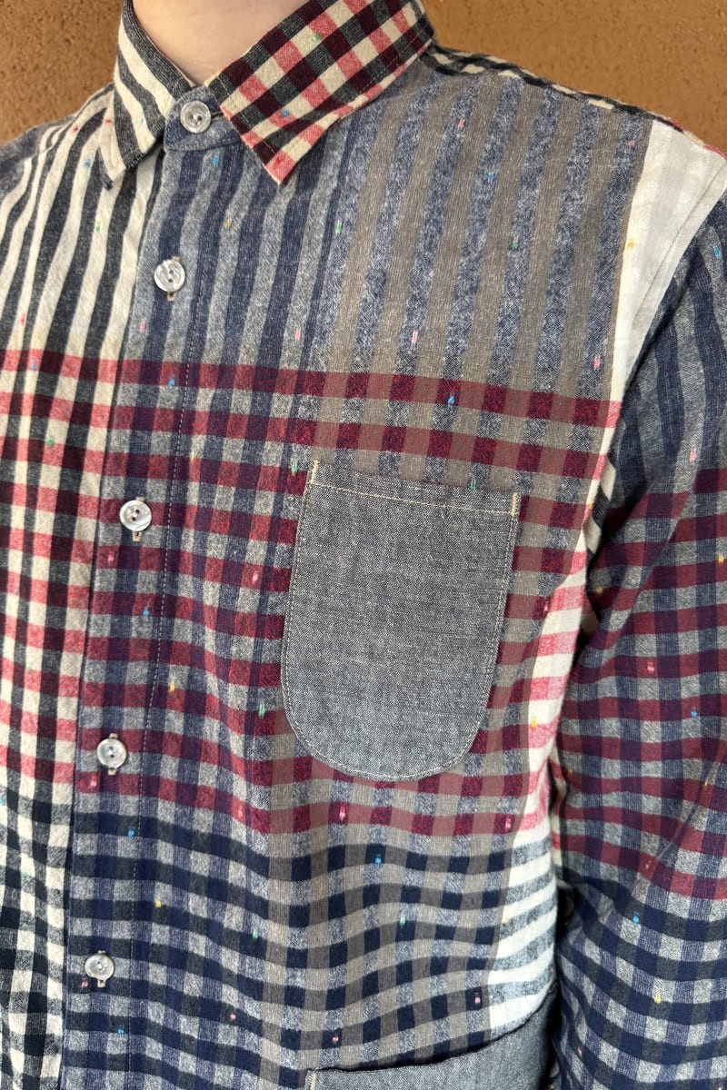 BlueTrick Round-Hem Shirt, Panel Check (Men’s)