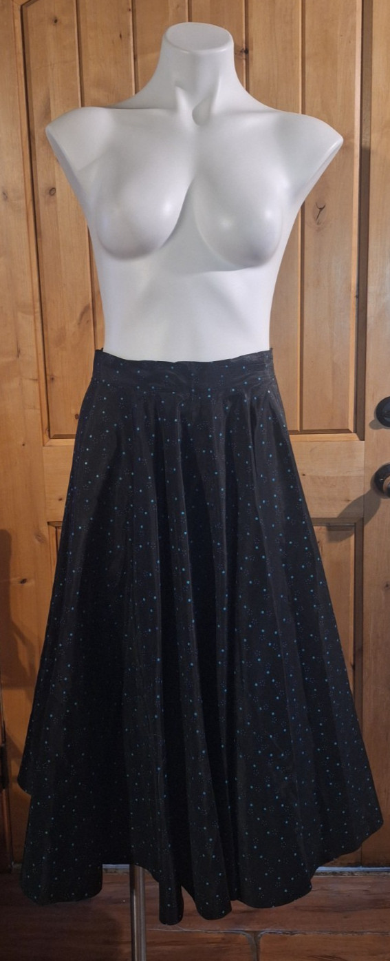 1950s Black and Blue Star Print Circle Skirt Pin Up Rockabilly