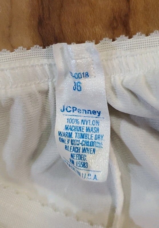 Vtg 70s JC Penney Nylon Panties Ivory White Ruffle Granny Mushroom Gusset