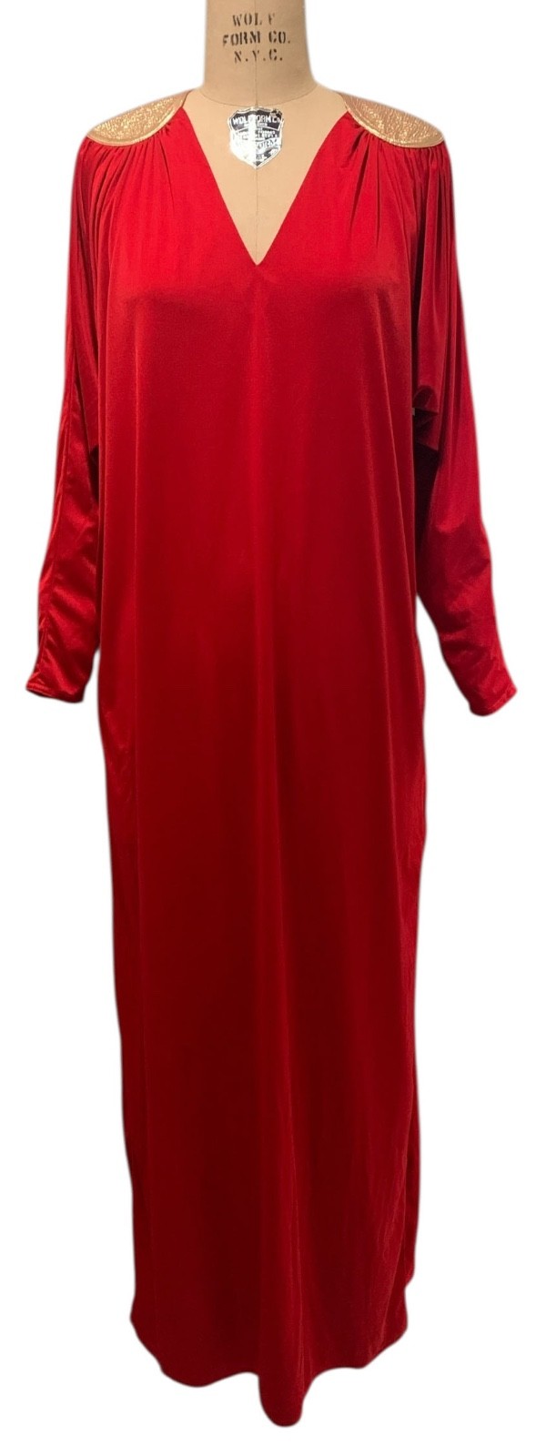 BILL TICE Vintage 70s/80s Women’s Glam Disco Era Lipstick Red Jersey Column M/L