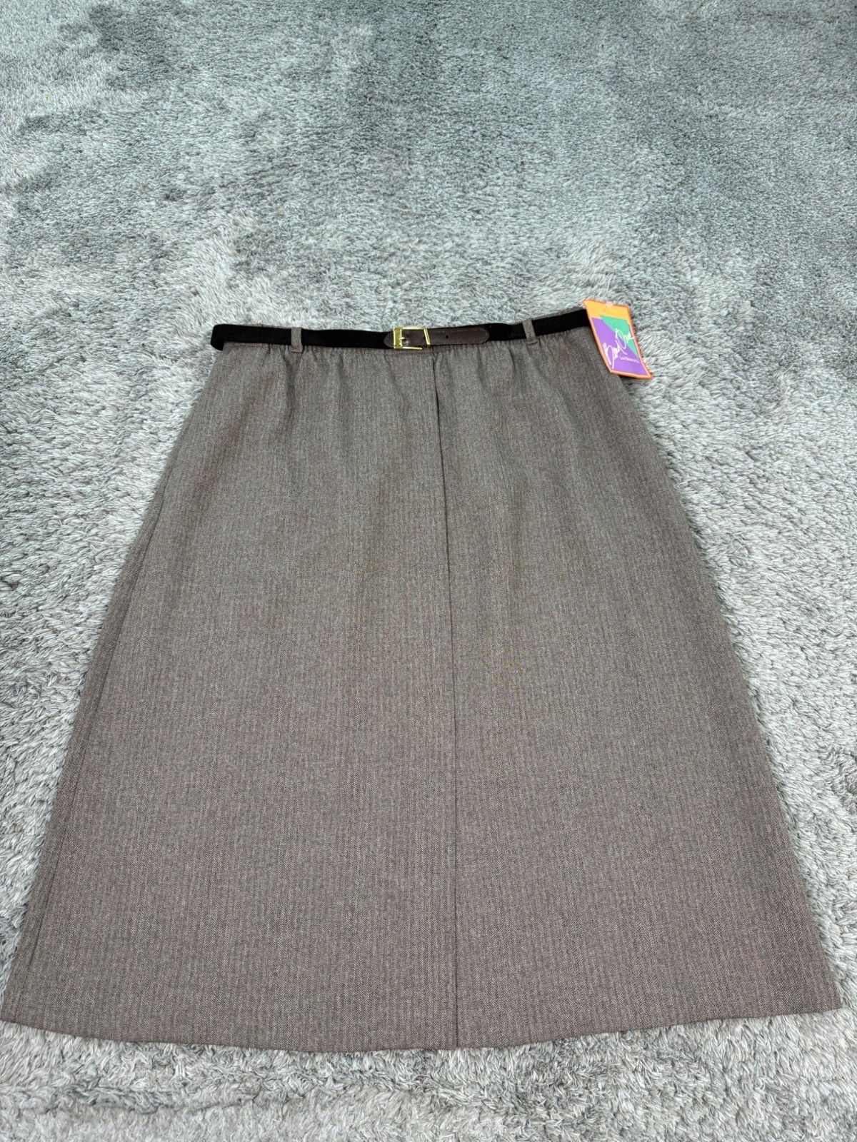 Vtg Levis Skirt Women 36 22W Herringbone Pleated A-Line Slit Midi Bend Over NWT