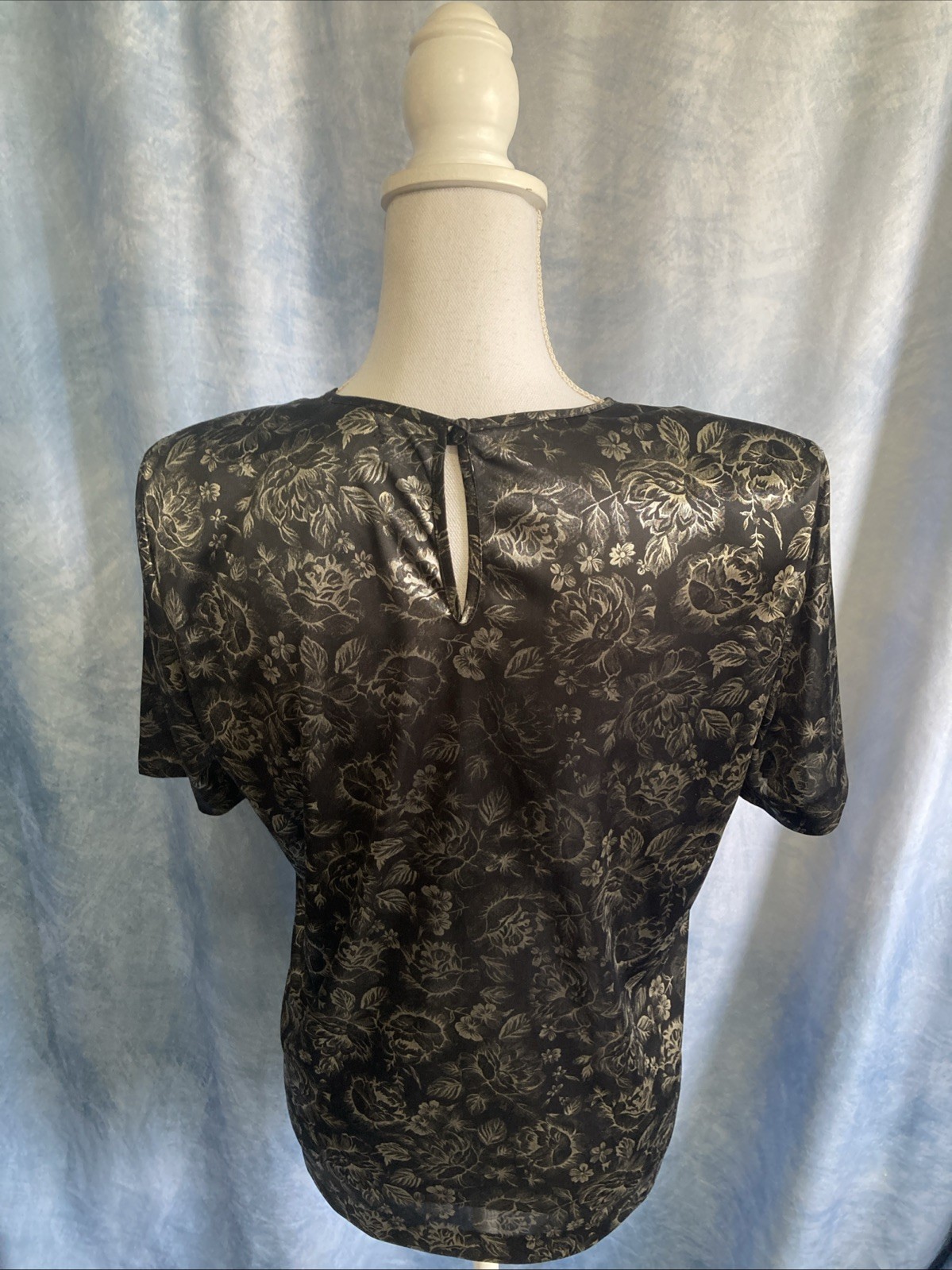 Vtg 80s 90s Petites by Fundamental Things Top Sz 4 Floral Union Made Poly EUC
