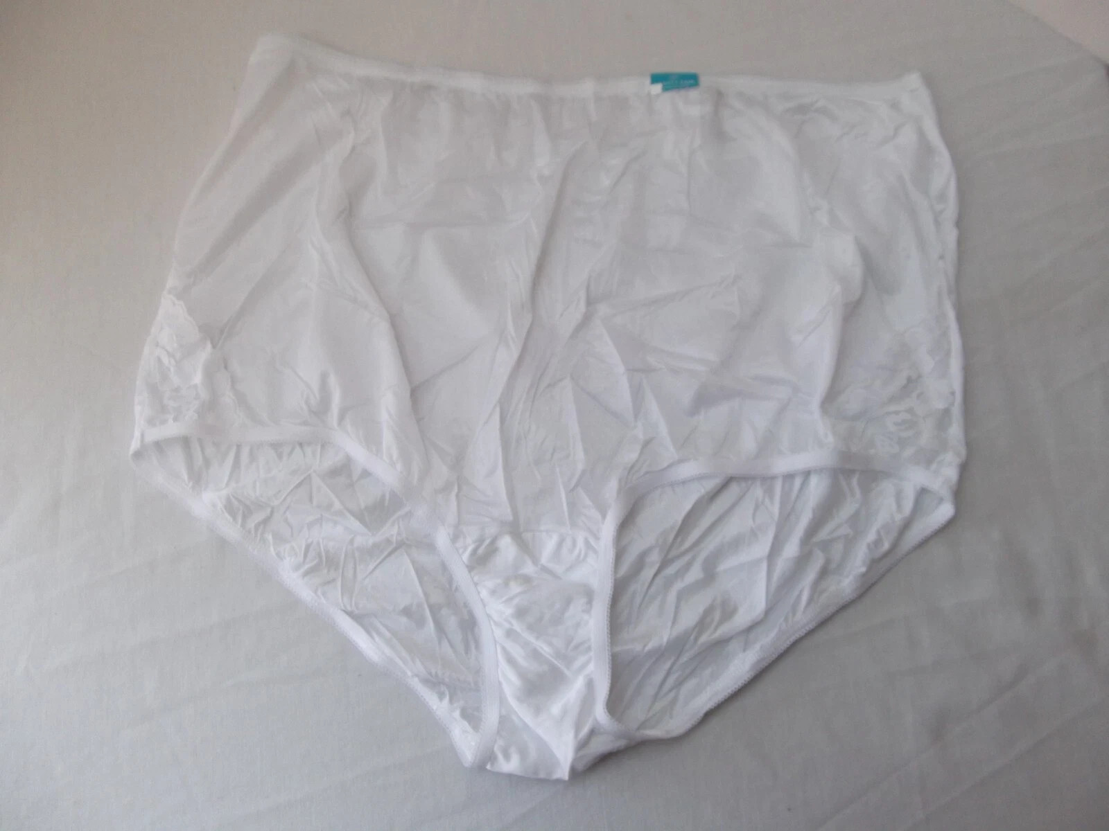 Vtg Panties Lingerie Vanity Fair 12 sz 5XL white brief shaper silky nylon
