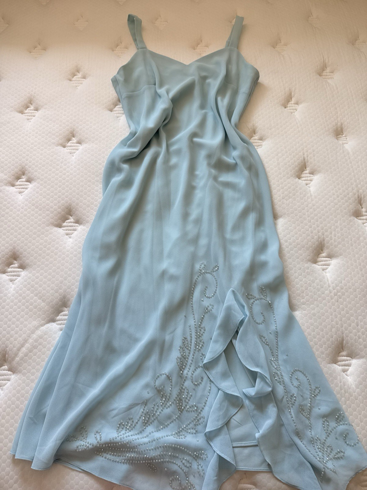 R&M Richard’s Formal Blue Sequins Formal Cruise Maxi Mermaid Ocean Dress Size 10
