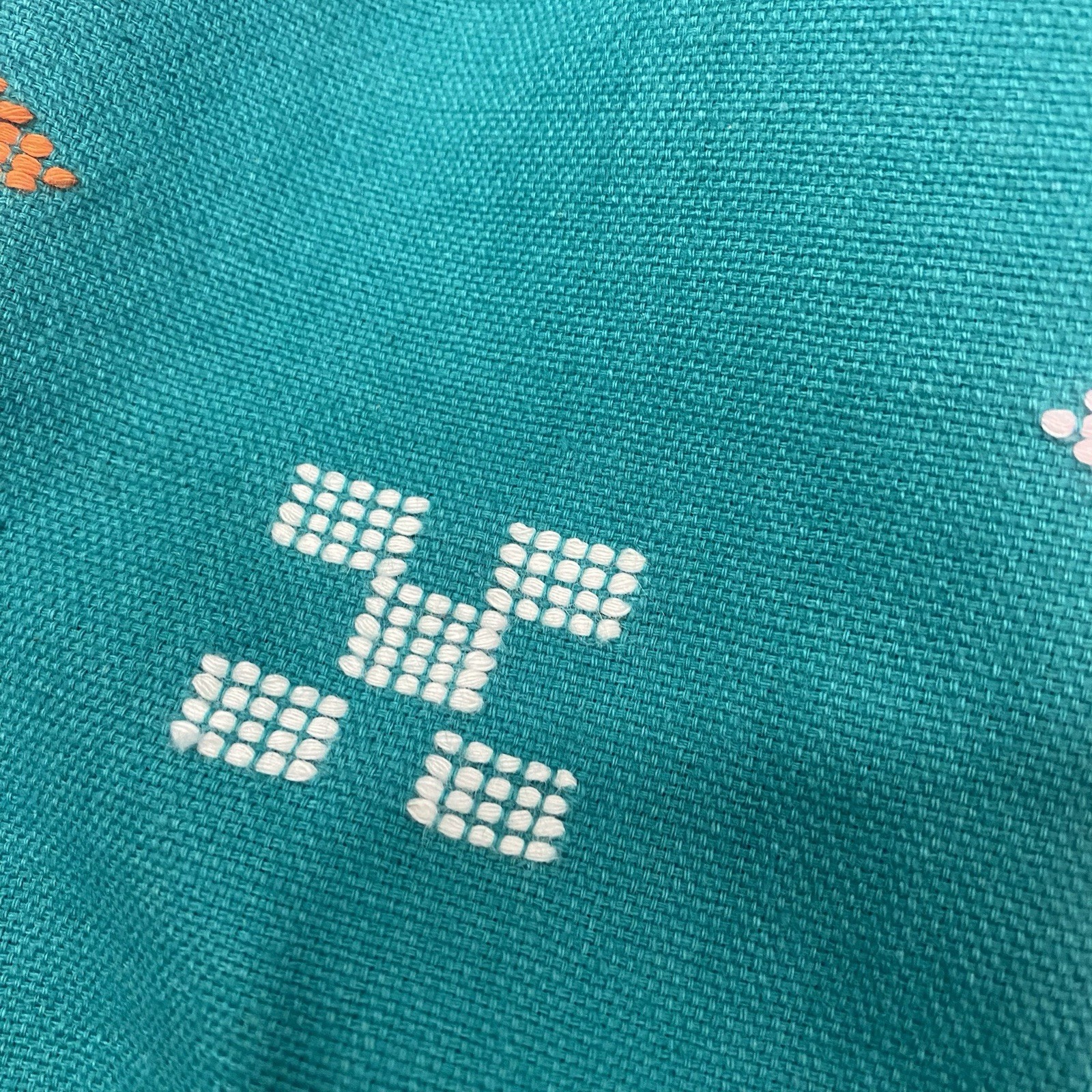 Vintage Guatemalan Teal Embroidered Cotton Dress – Handmade Artisan Lupita -Sz S