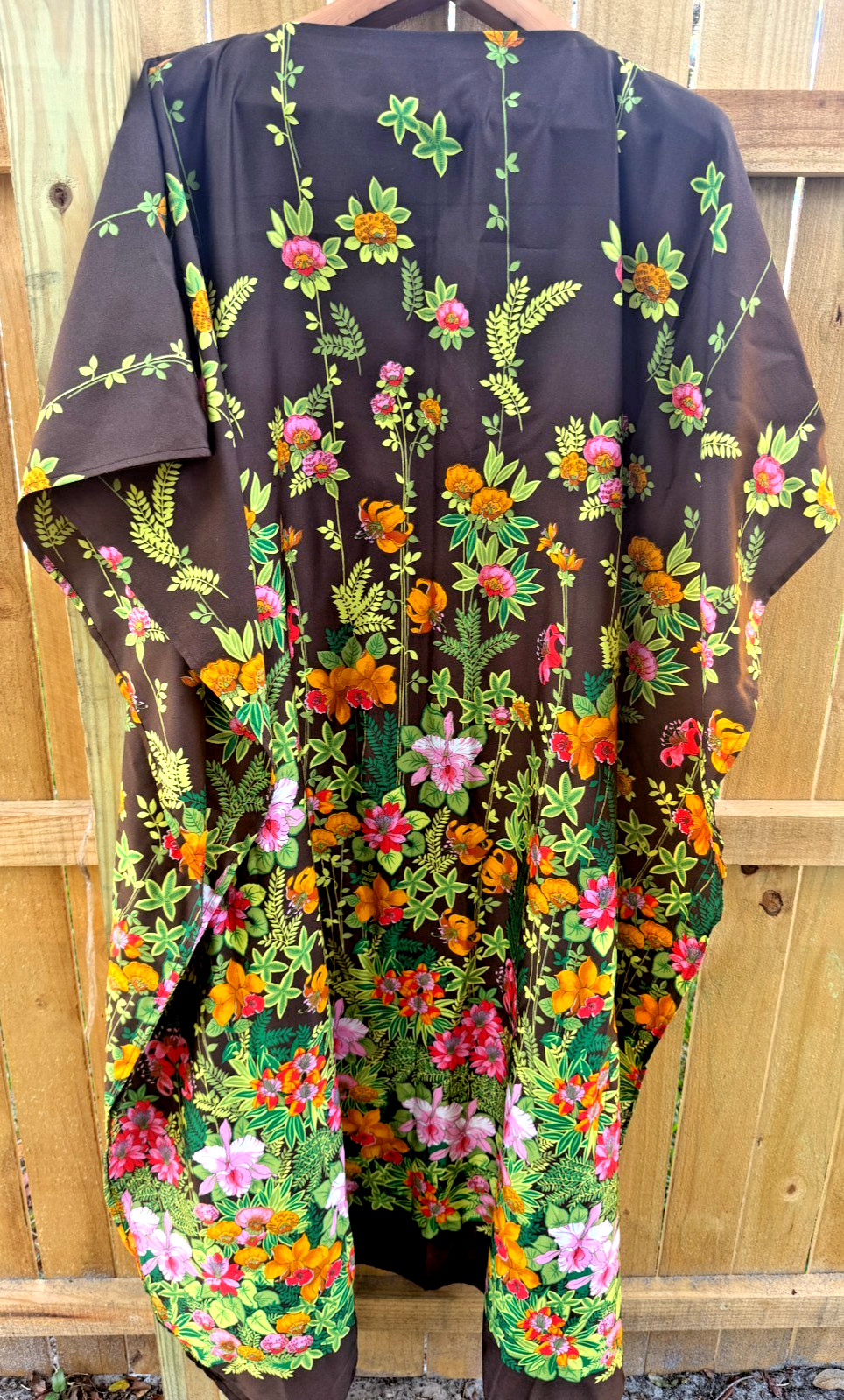 Vintage 1970s MuuMuu Flower Power Colorful Print Kaftan House Dress Unique OOAK!