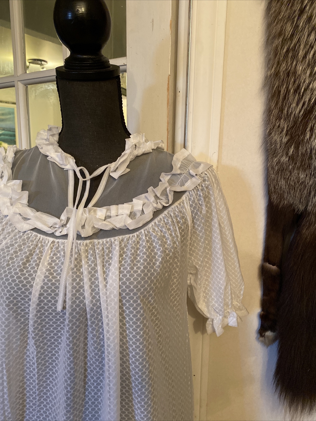 NWOT Vintage Lingerie Long Nightie White Size SM Poland