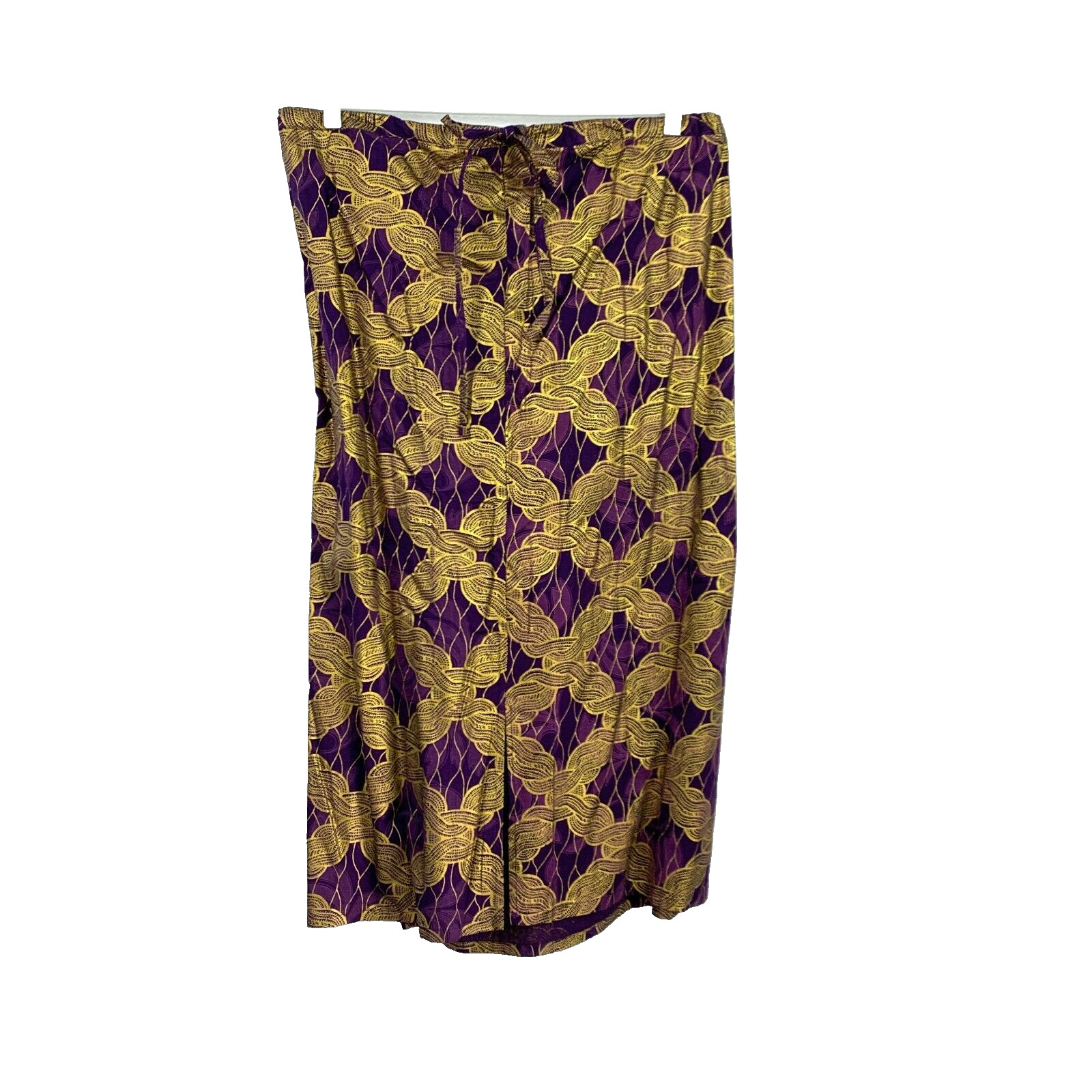 The African Village Purple Gold Button Down Drawstring Skirt Shirt One Size