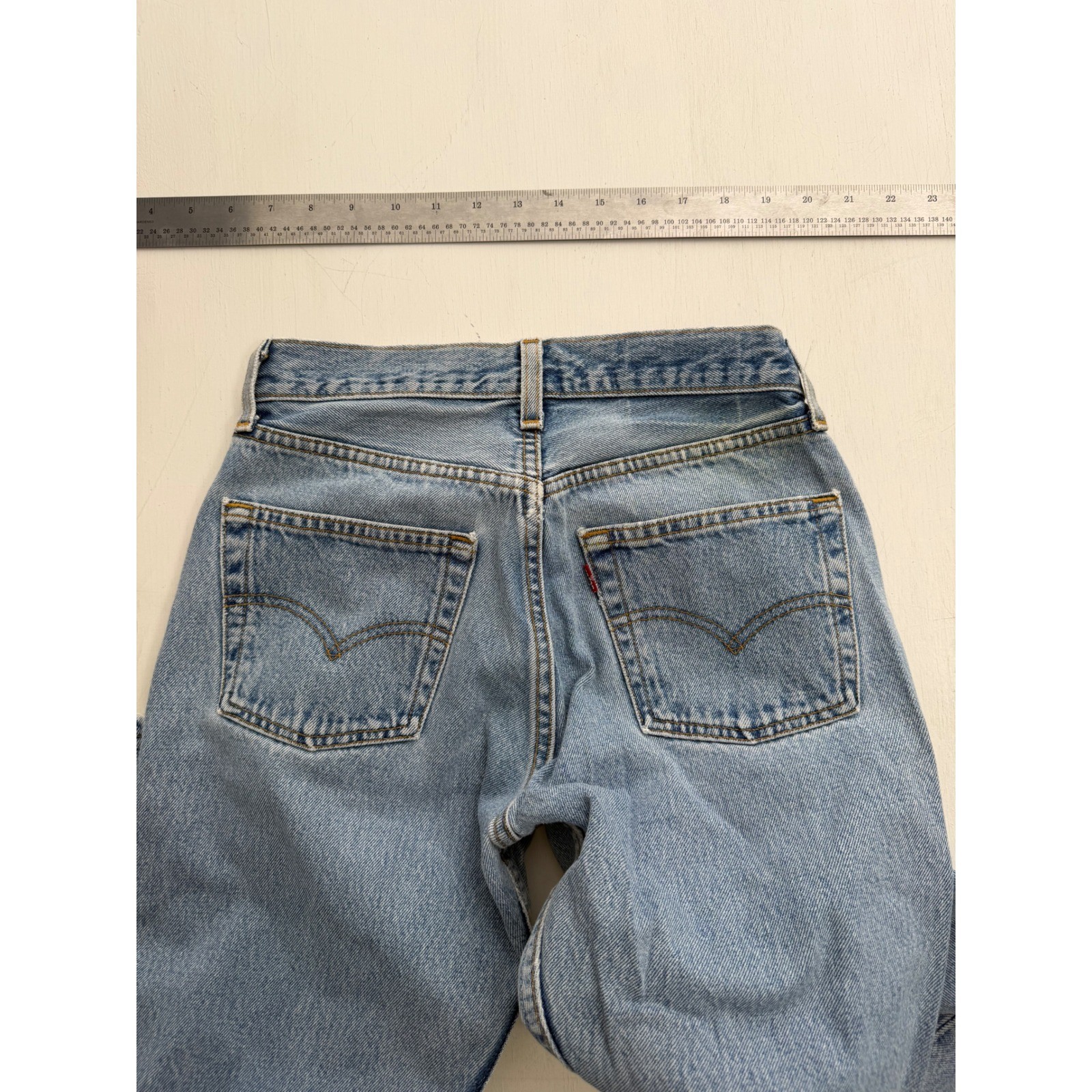 Vintage Levis 614 High Waisted Straight Leg Jeans Light Wash Made in USA W26 L28
