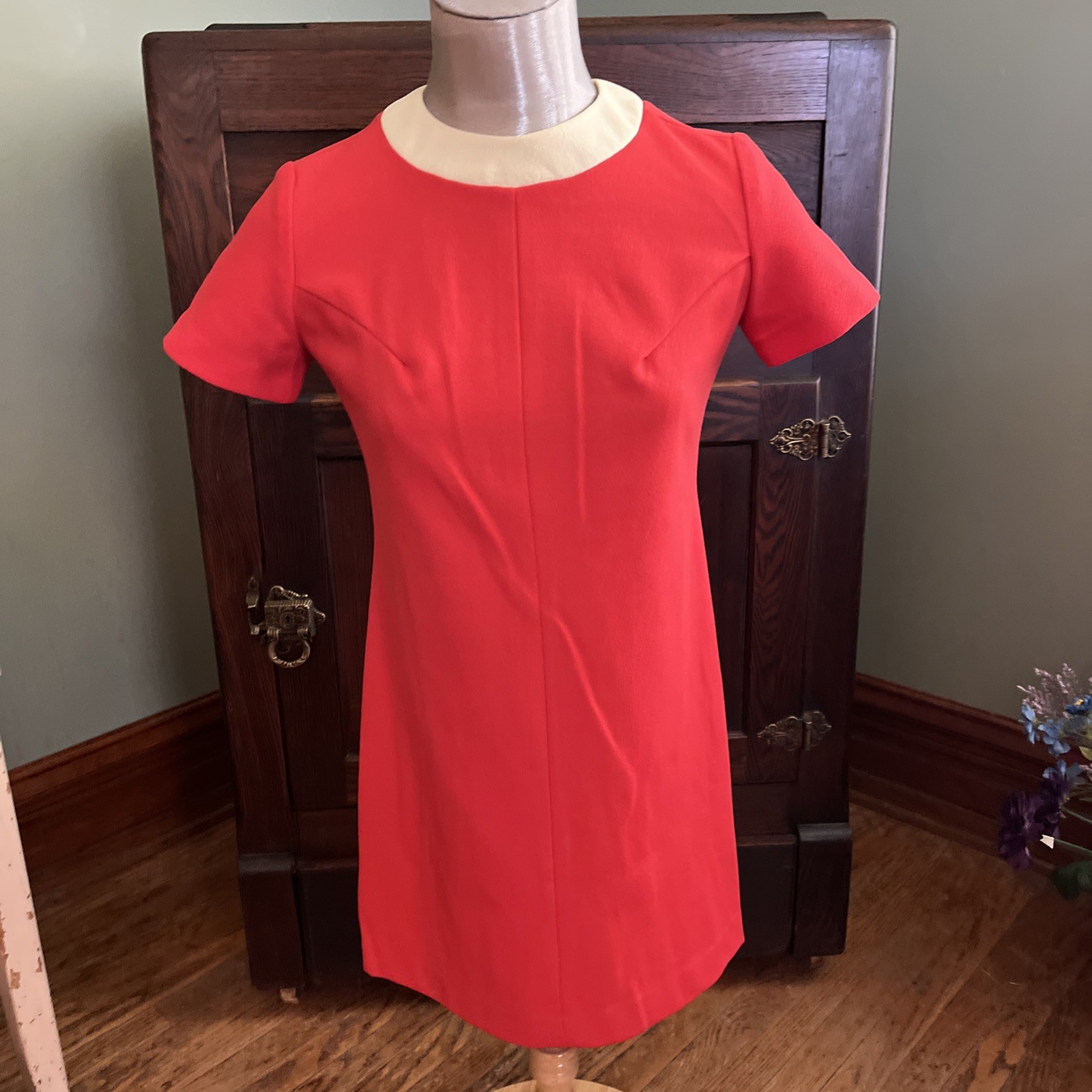 Real Vtg Red Dress 60s Petite Mini Dress/Shift Dress