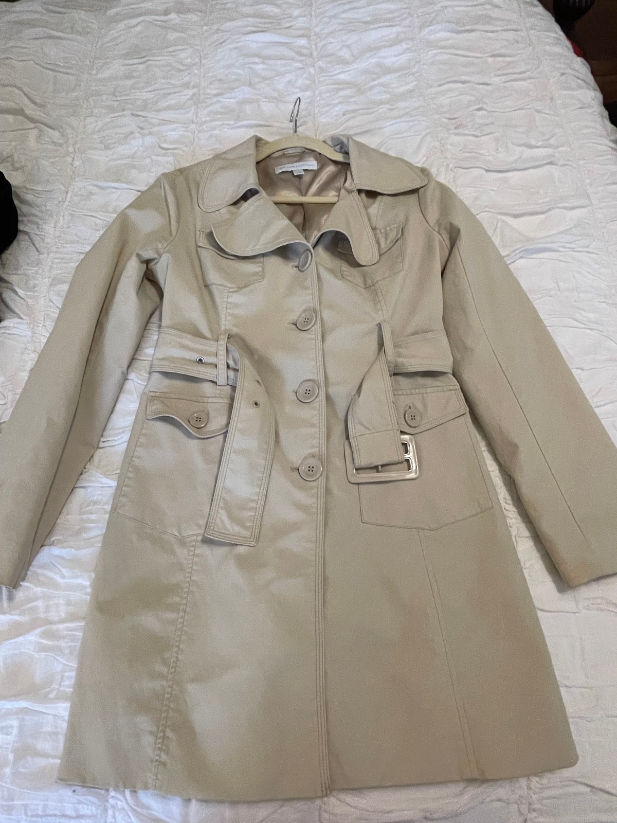 Vintage Newport News Beige Single Breasted Trench SzM