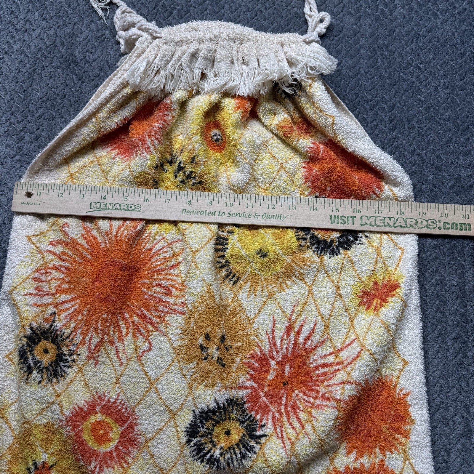 Vtg Terry Cloth Towel Dress Cotton Swim Beach Cover Up Flowers Fringe S/M Cannon
