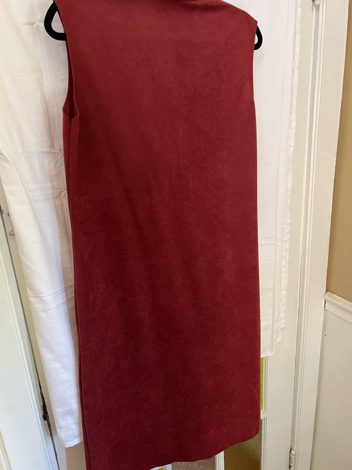 Sears Vintage Suede Like Red Dress with Belt and Buttons