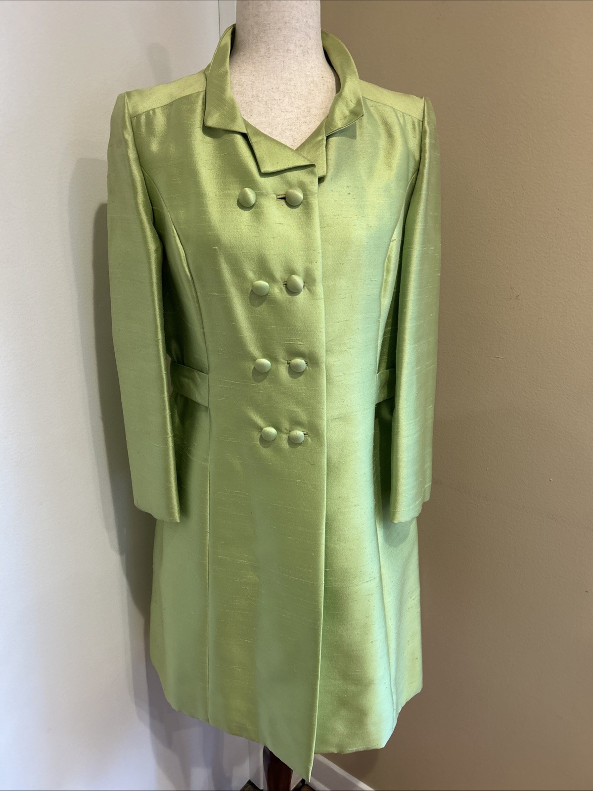 1960’s Seymour Paisin Green Silk Evening Coat Sz S