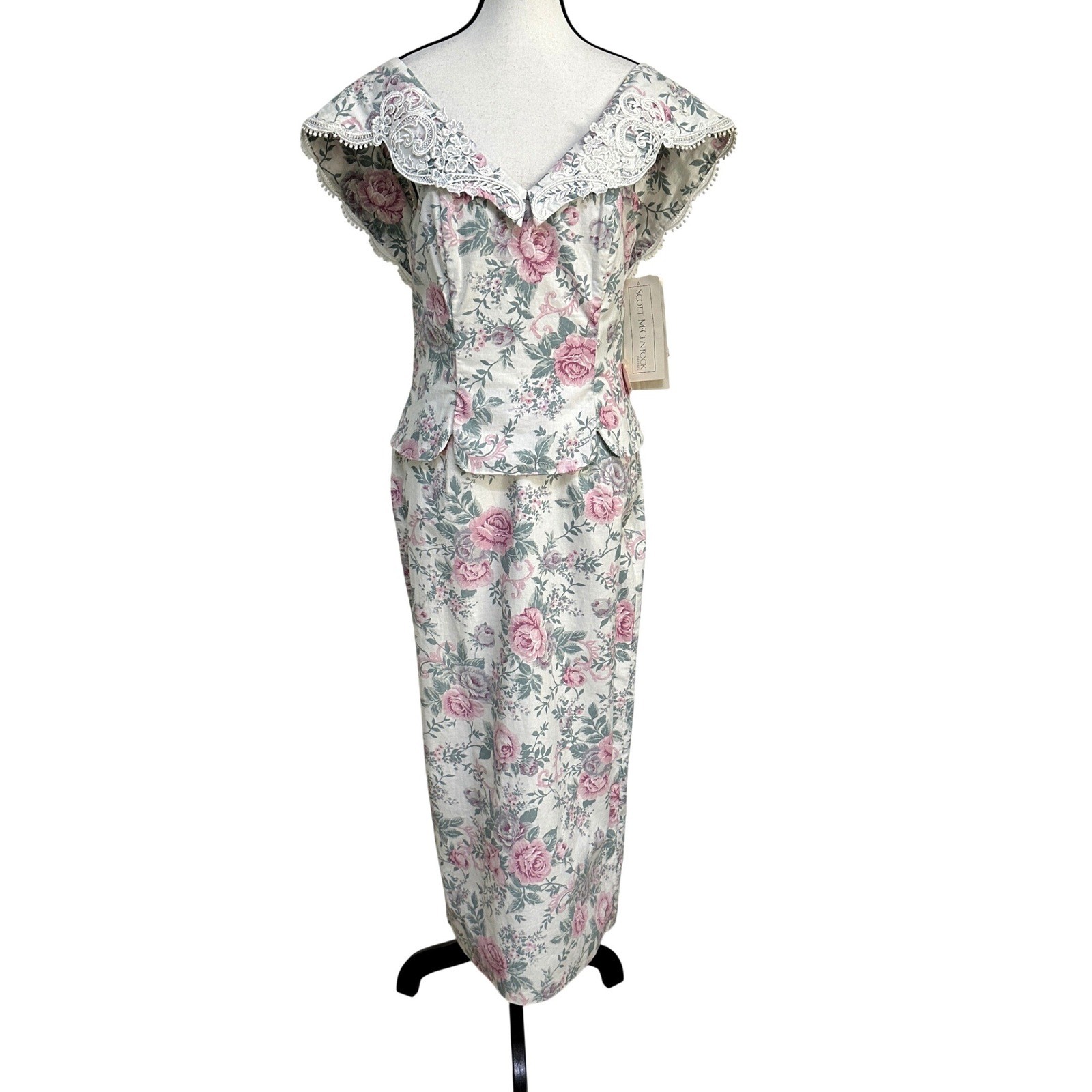 NWT 1991 Scott McClintock Floral Dress Sz 10 Cottagecore Romantic Coquette Gown