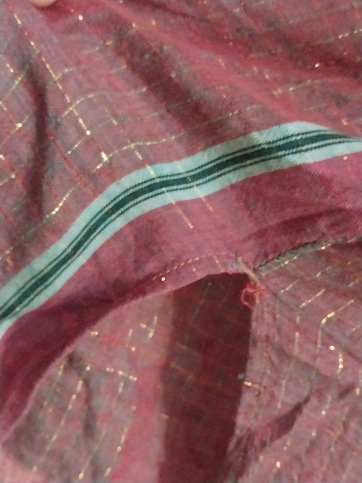 VTG india rayon lurex caftan boho hippie grunge pink gold blue dress 50″ GAUZE