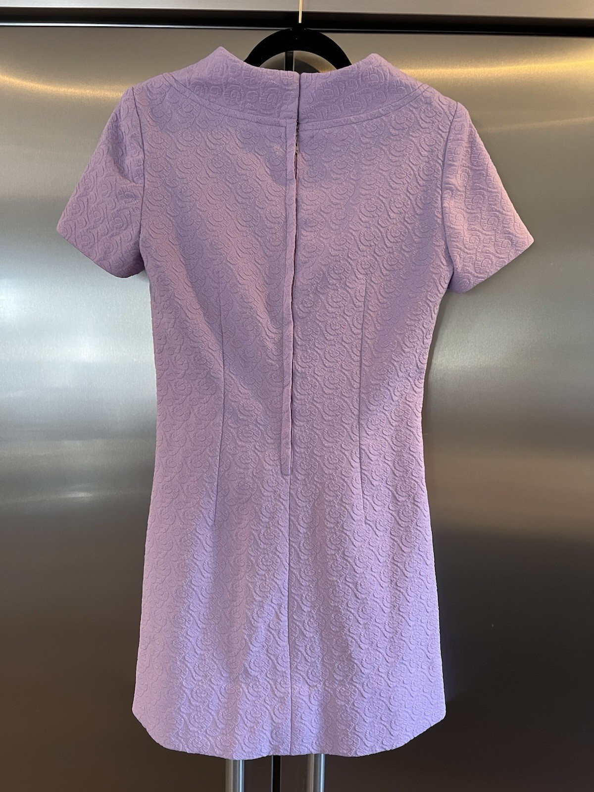 Vintage 1970s Handmade Dress Polyester Light Purple Swirl Pattern Casual