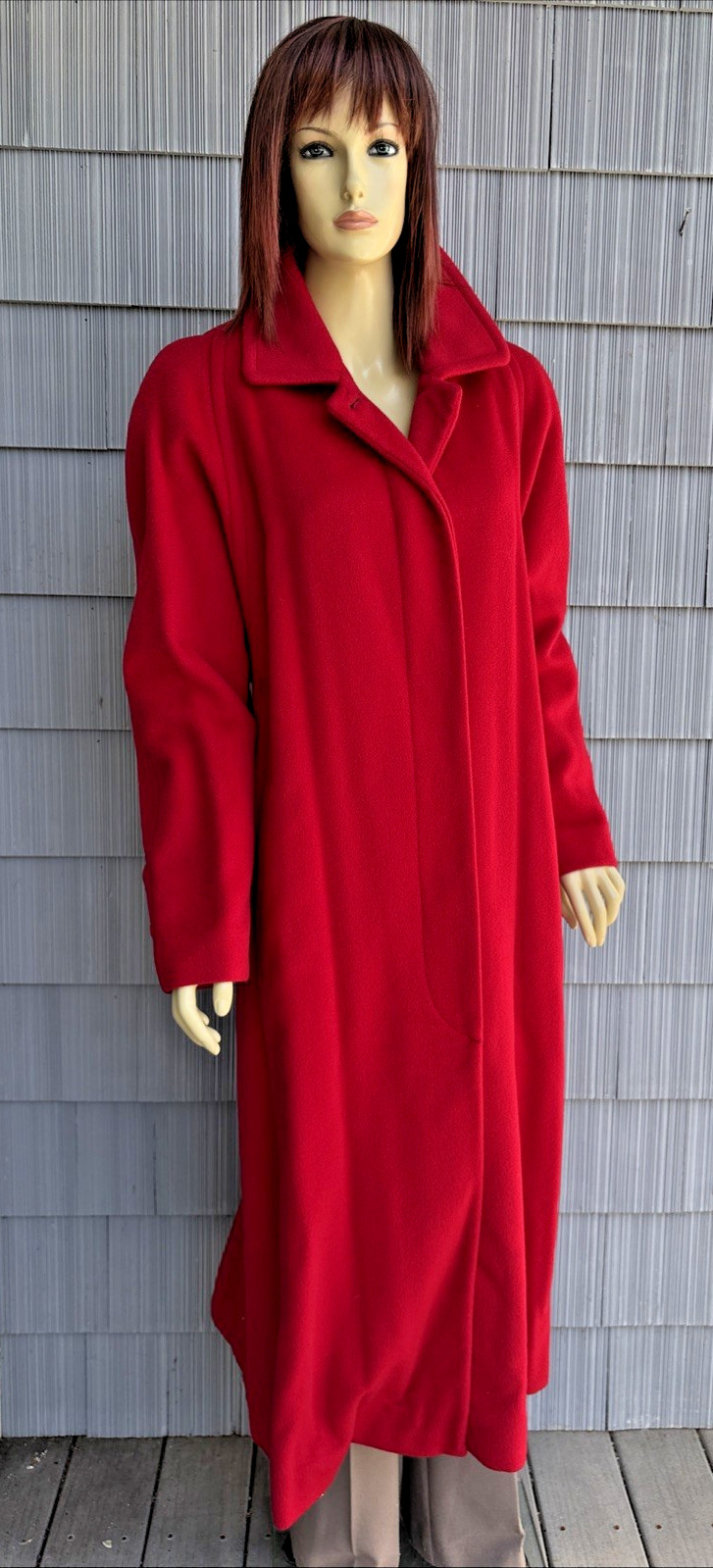 VTG Perry Ellis Red Wool PORTFOLIO Coat Size 12 w/ILGWU Union Label Ships FREE