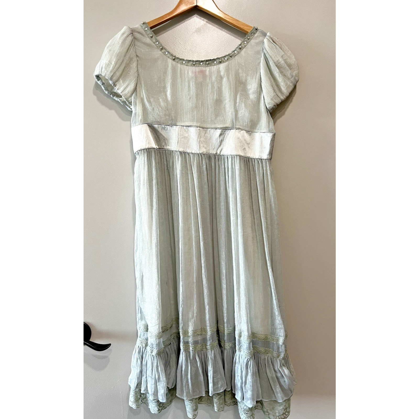 Renaissance Vintage Bridgerton Victorian Midi Dress empire Puff Sleeve XL fits M