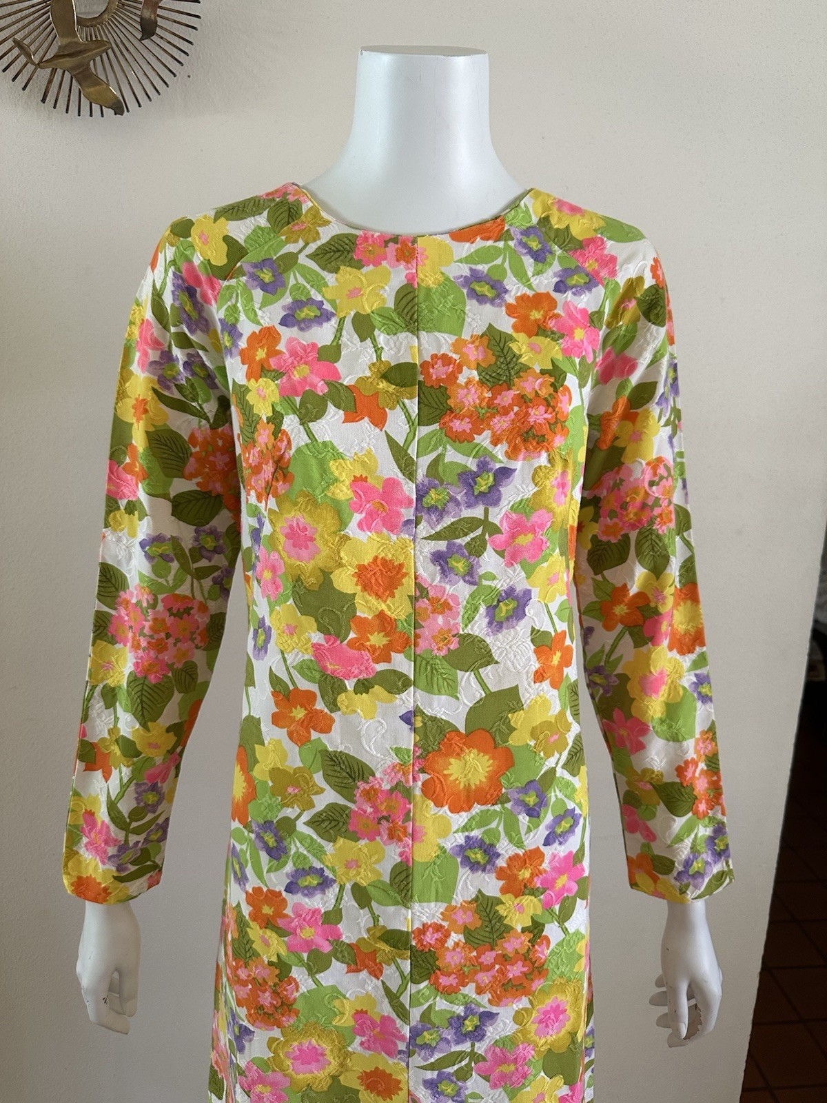 1960s VHY Hawaiian Textiles Handmade Maxi Dress Hawaiian Floral Tiki Resort VTG