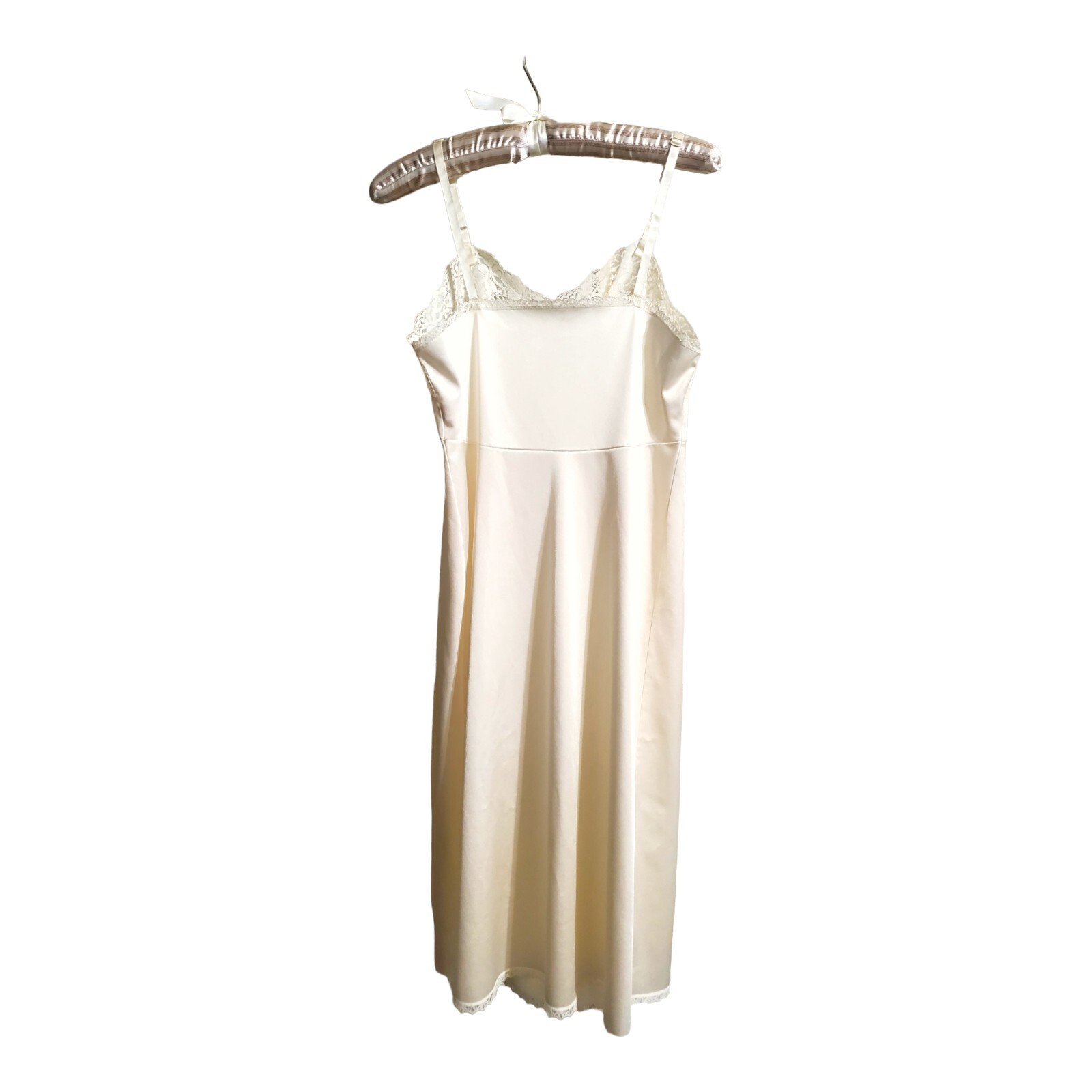 Vtg Full Slip By Cotillion Nylon Antron Women’s Size 32 Lace Trim Adjustable